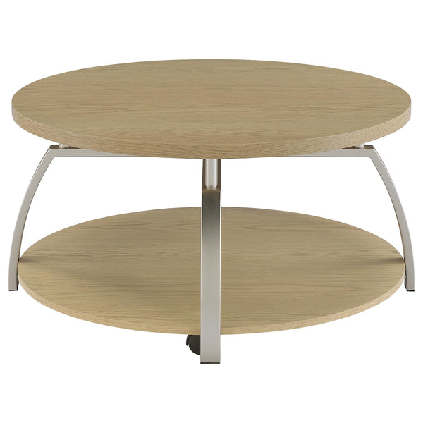 Coaster Furniture Dacre 720318 Round Engineered Wood Top Coffee Table - Greige