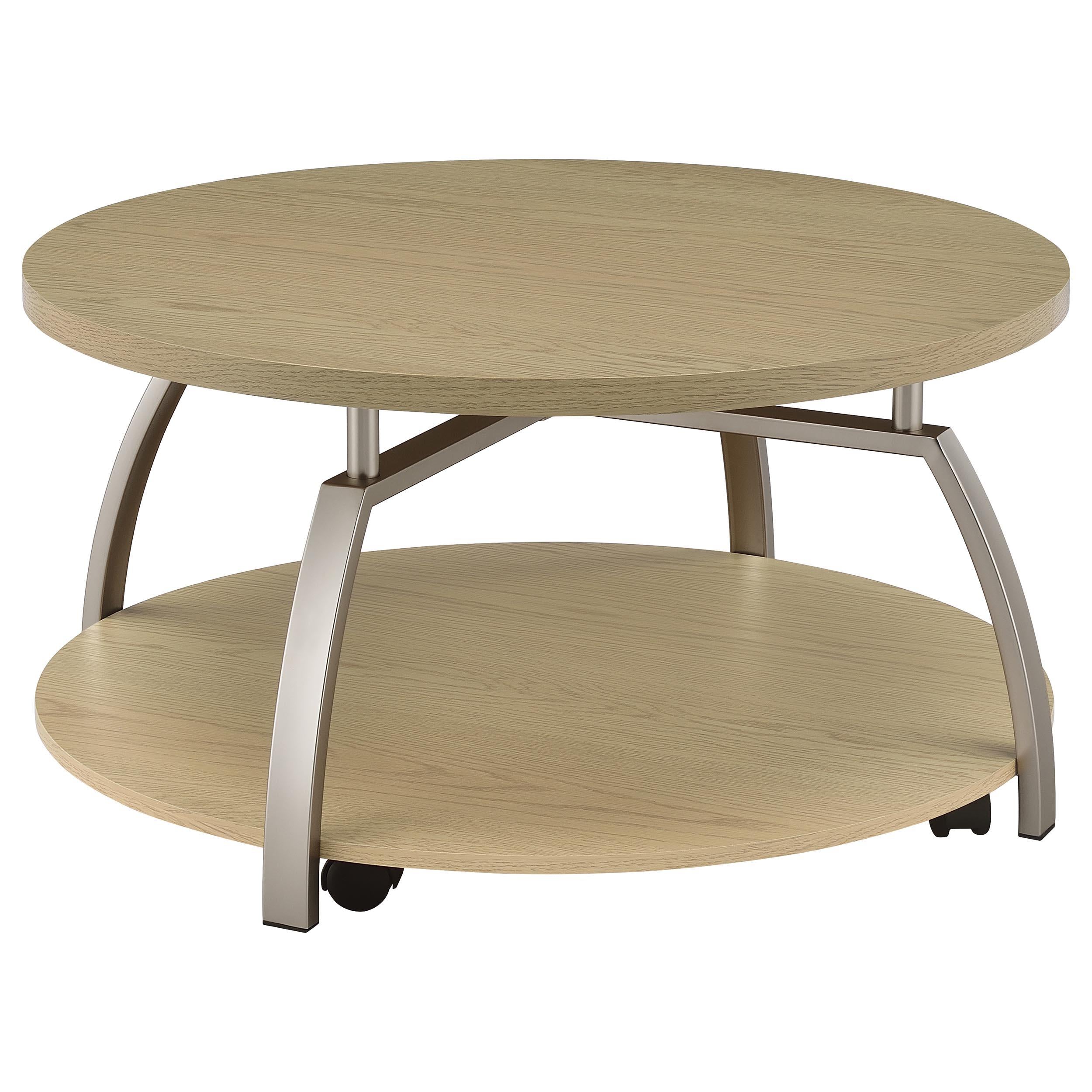  Coaster Furniture Dacre 720318 Round Engineered Wood Top Coffee Table - Greige IMAGE 4