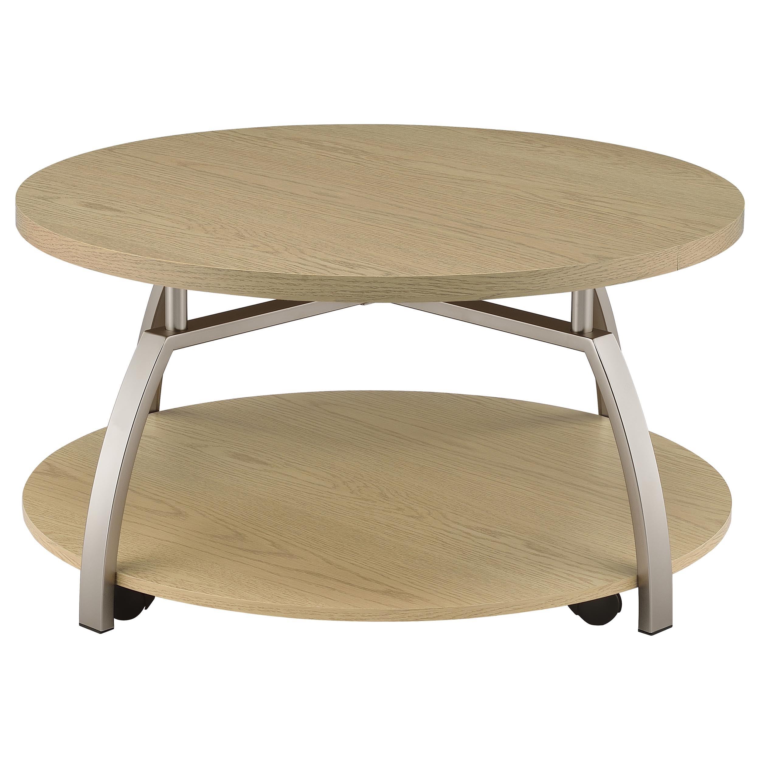  Coaster Furniture Dacre 720318 Round Engineered Wood Top Coffee Table - Greige IMAGE 7