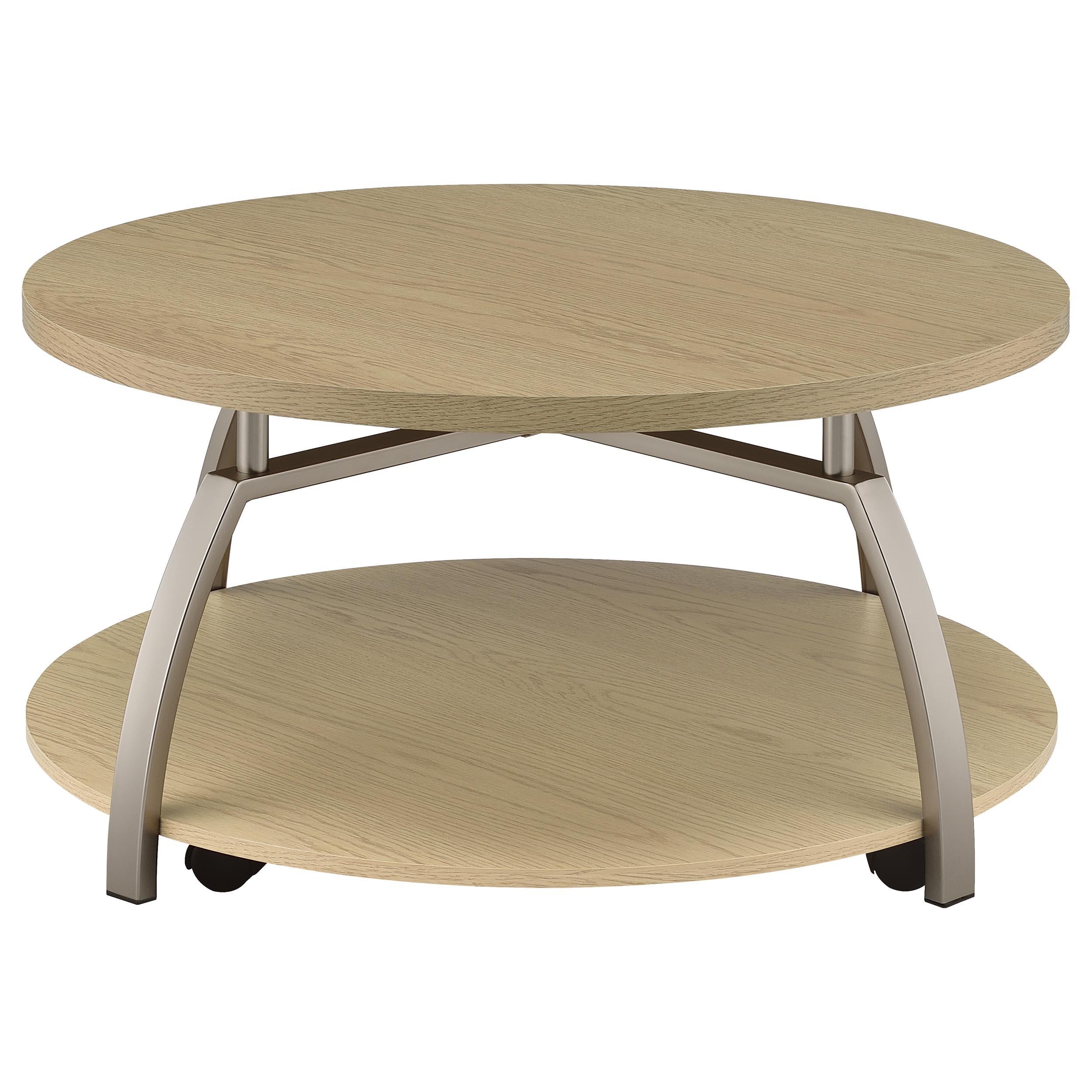  Coaster Furniture Dacre 720318 Round Engineered Wood Top Coffee Table - Greige IMAGE 8