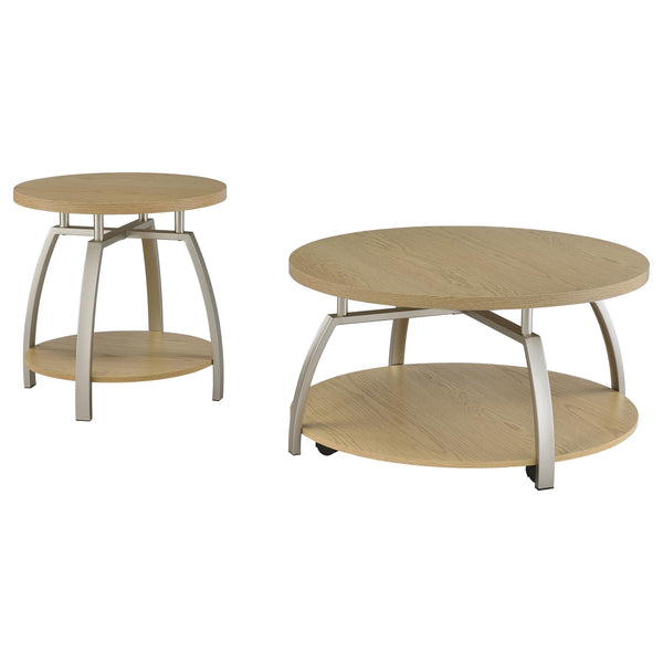 Coaster Furniture Dacre 720318-S2 2-piece Round Coffee and End Table Set - Greige