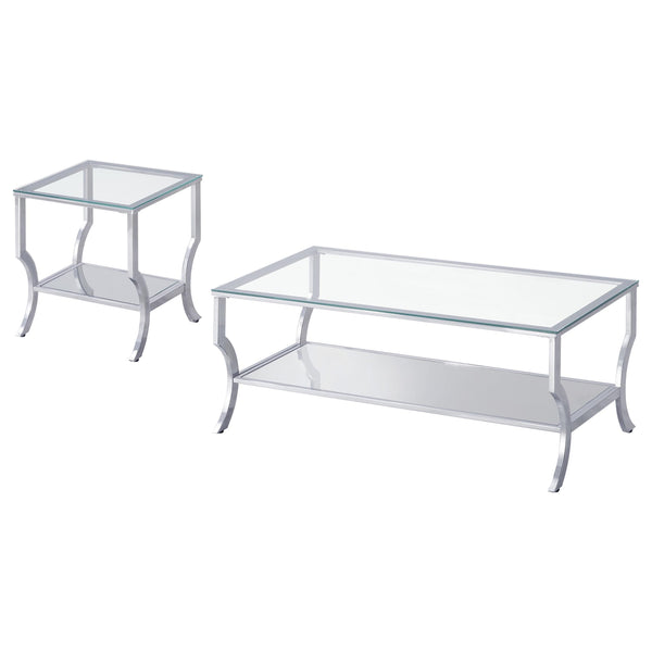 Coaster Furniture Saide 720338-S2 2-piece Glass Top Coffee and End Table Set - Chrome