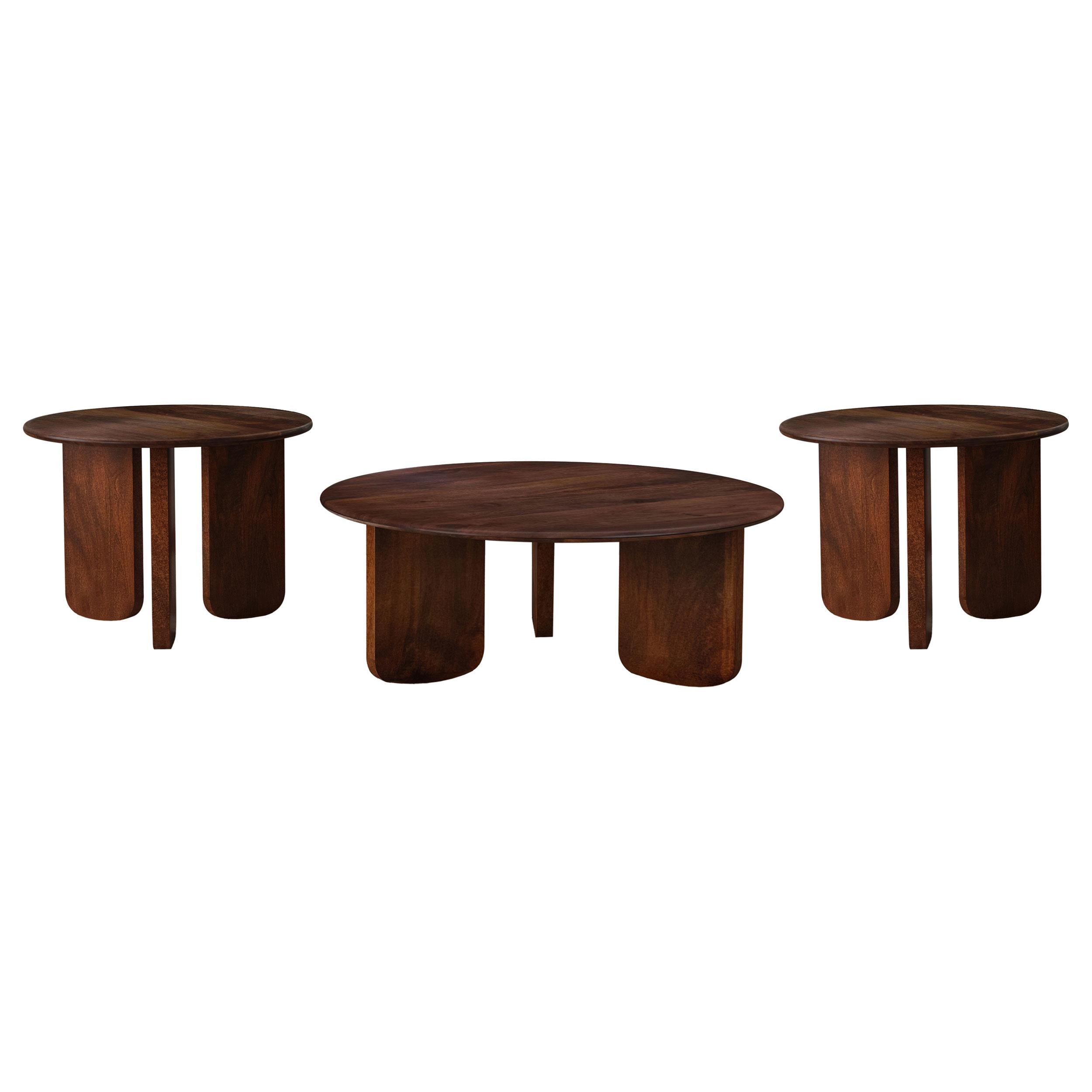  Coaster Furniture Dale 721998-S3 3-piece Solid Wood Coffee and End Table Set - Brown IMAGE 1