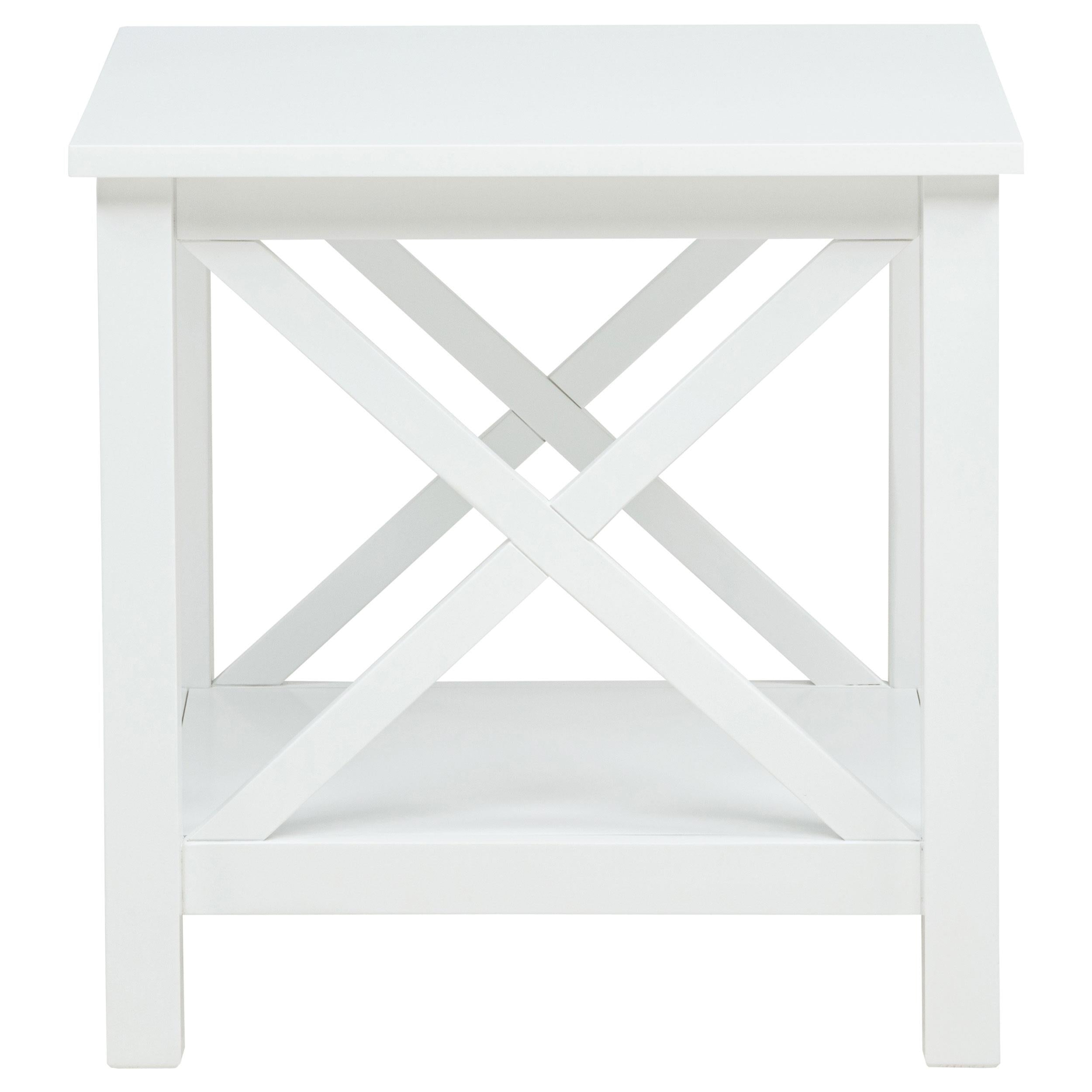  Coaster Furniture Skyview 722087 Square Pine Wood End Table with Shelf - White IMAGE 3