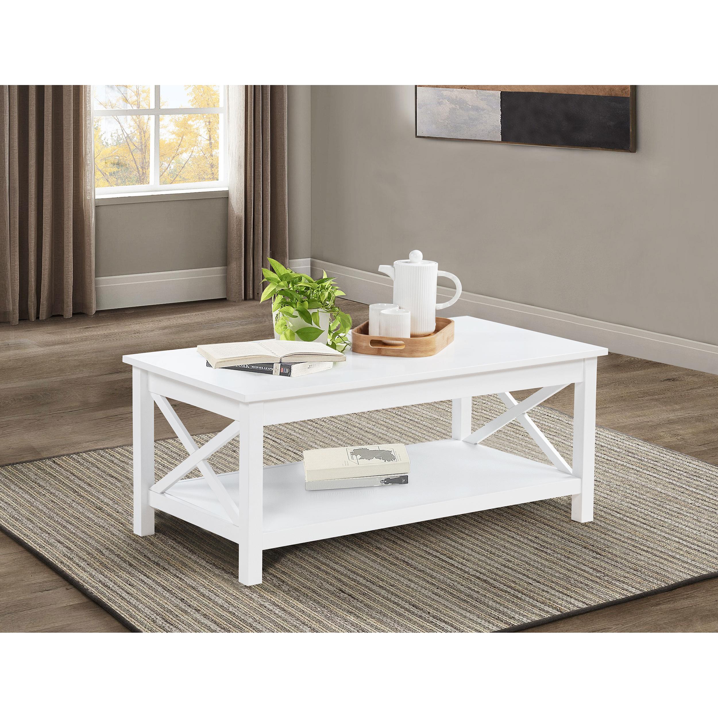  Coaster Furniture Skyview 722088 44-inch Rectangular Lift Top Coffee Table - White IMAGE 3