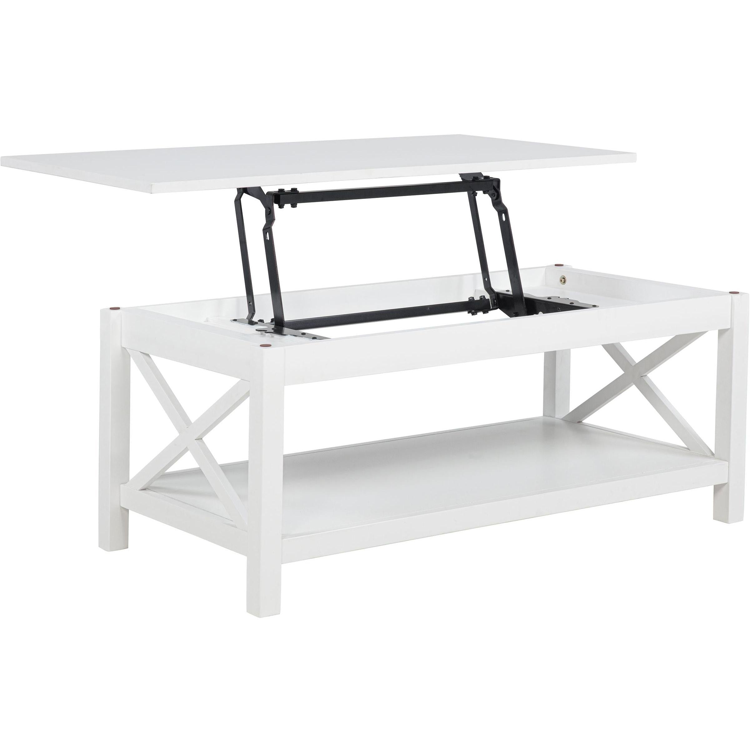  Coaster Furniture Skyview 722088-S3 3-piece Rectangular Lift Top Coffee Table Set - White IMAGE 8
