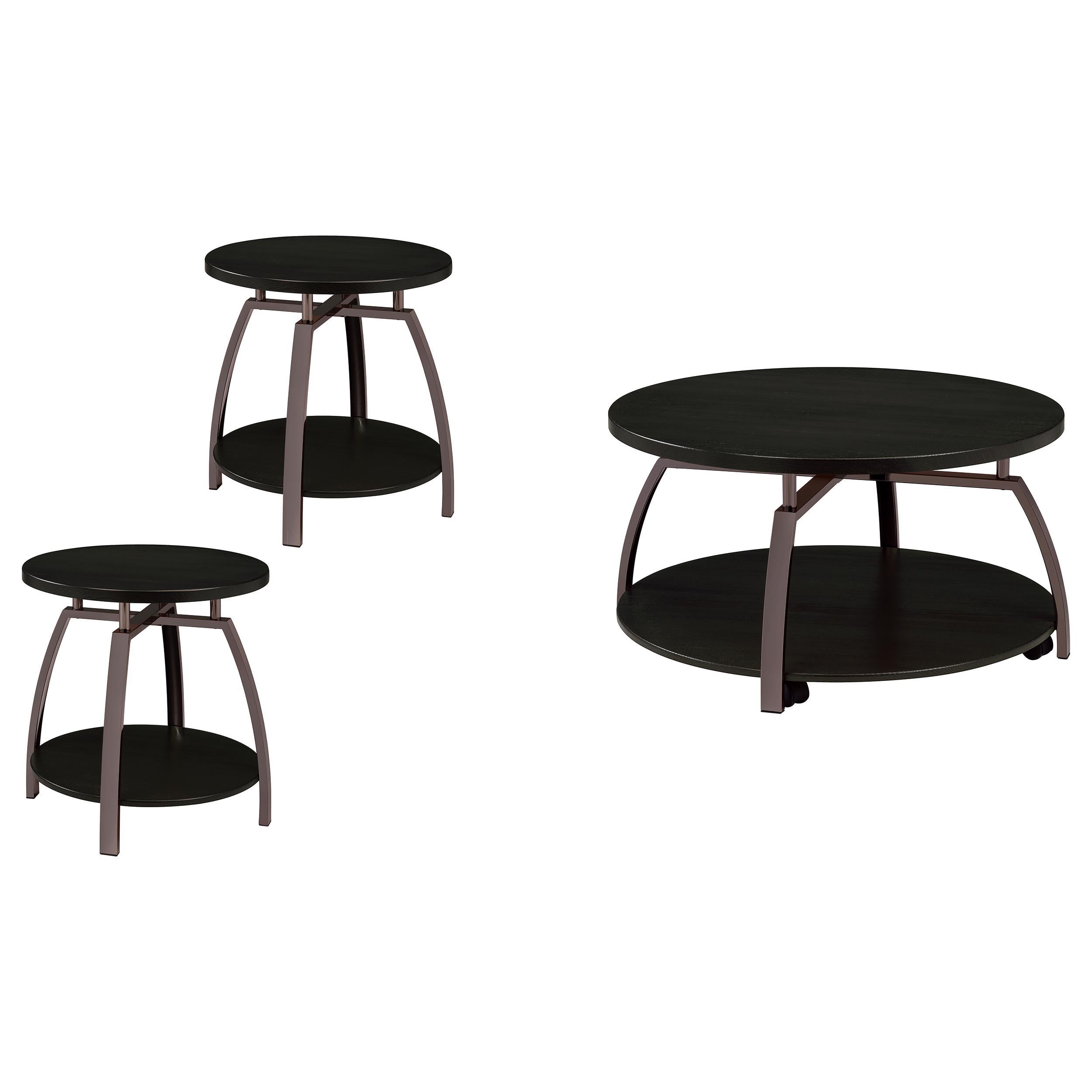  Coaster Furniture Dacre 722208-S3 3-piece Round Coffee and End Table Set - Dark Charcoal IMAGE 1