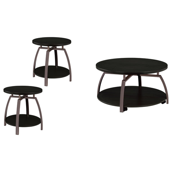 Coaster Furniture Dacre 722208-S3 3-piece Round Coffee and End Table Set - Dark Charcoal