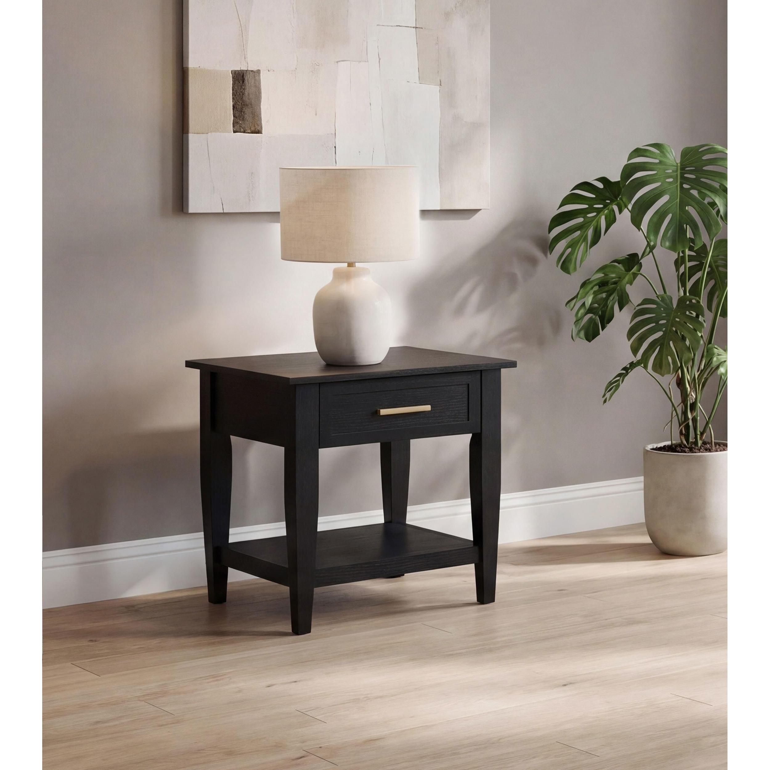 Coaster Furniture Lindenton 722727 1-drawer Wood Occasional End Table - Black IMAGE 2