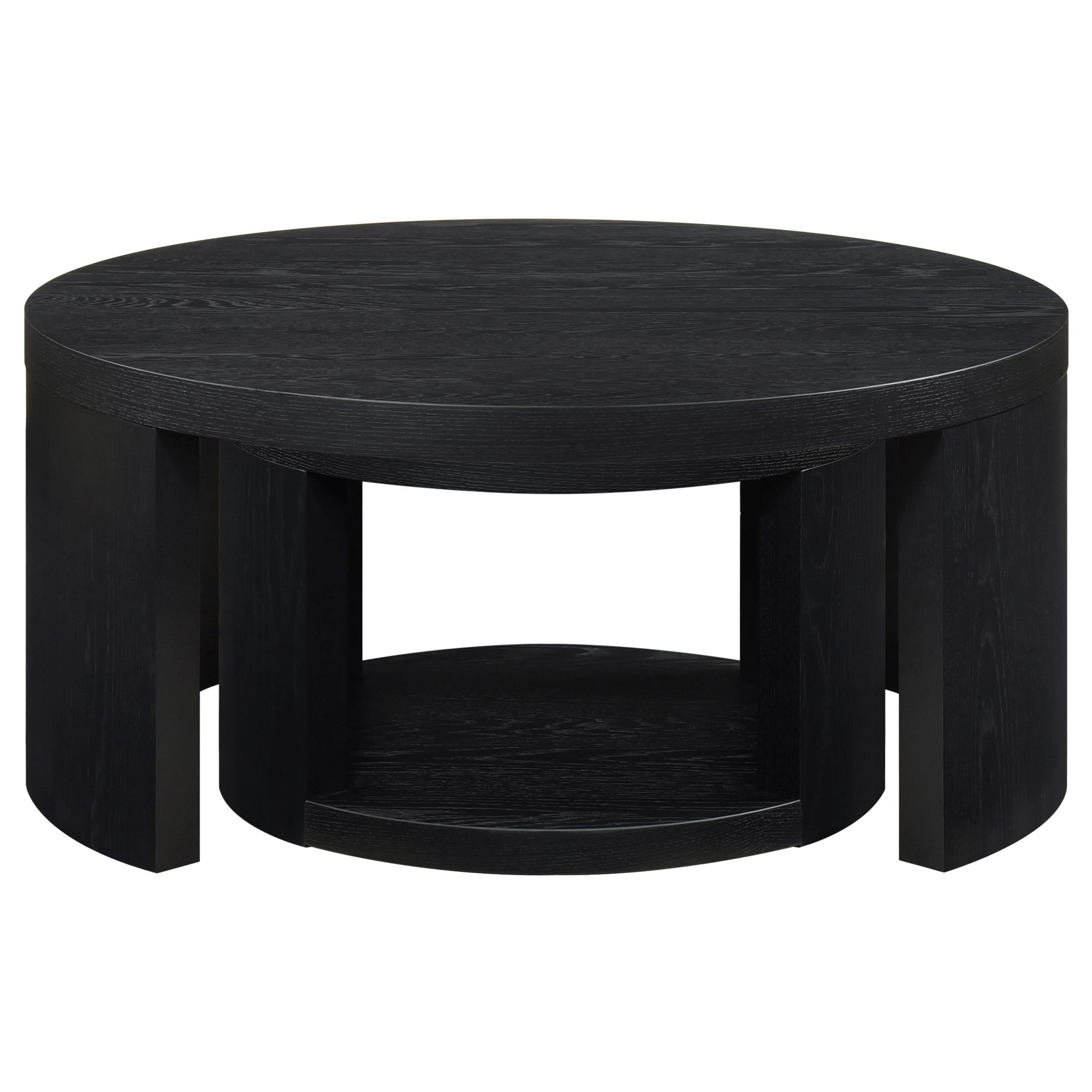  Coaster Furniture Sweeney 722820 2-piece Round Wood Occasional Nesting Table Set - Black IMAGE 3