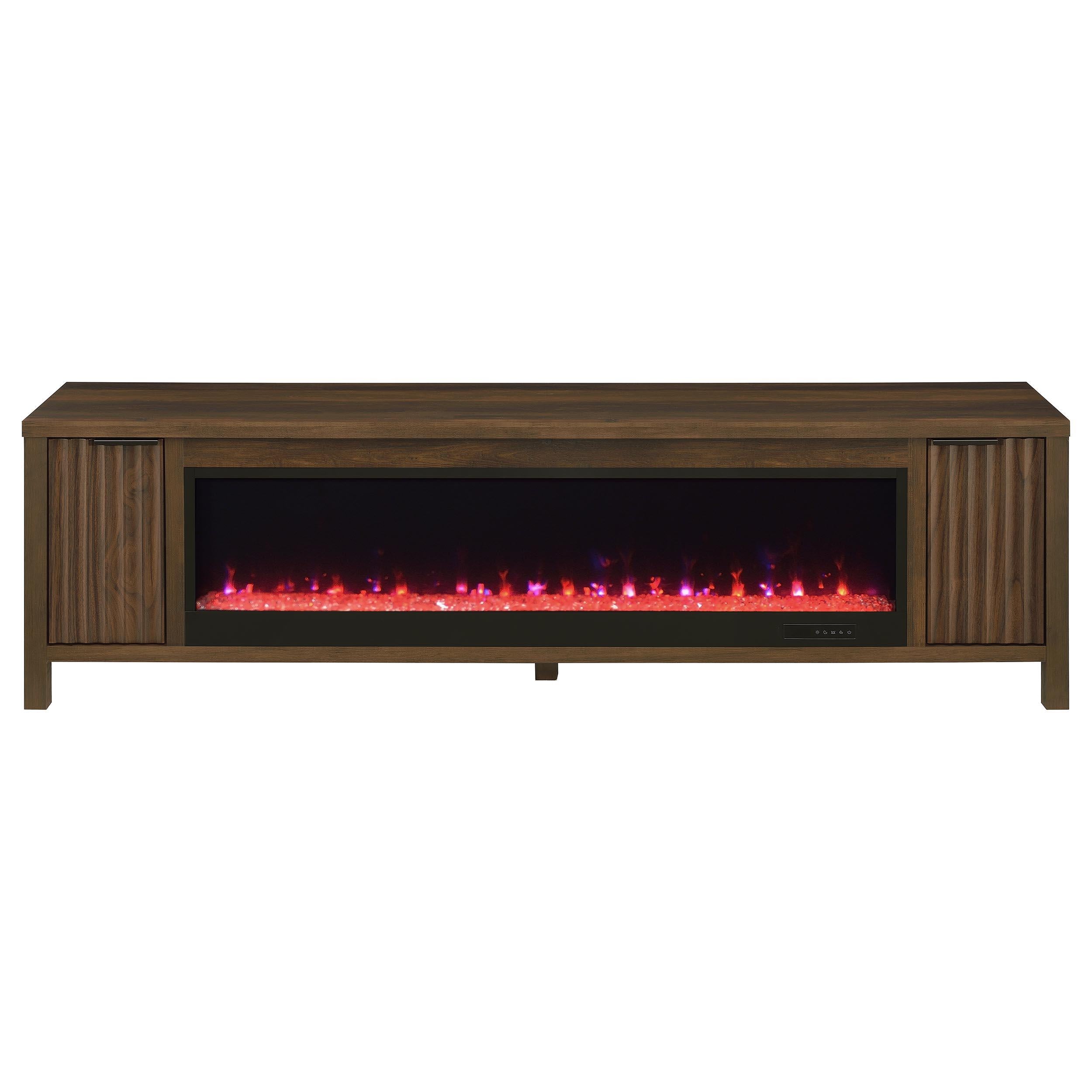  Coaster Furniture Carey 722823 79-inch TV Stand Fireplace Media Console - Dark Pine IMAGE 4