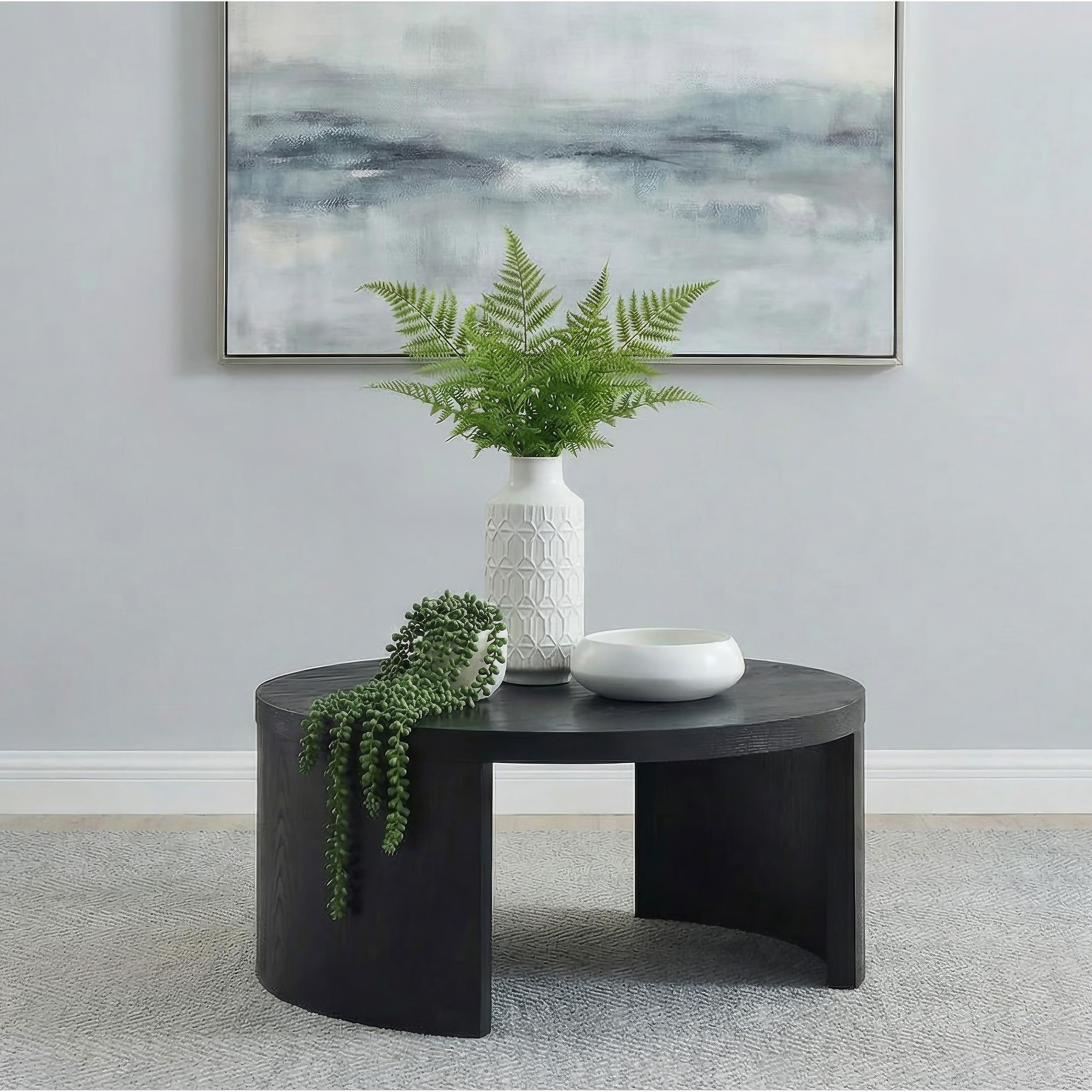  Coaster Furniture Sweeney 722828 39-inch Round Wood Occasional Coffee Table - Black IMAGE 2