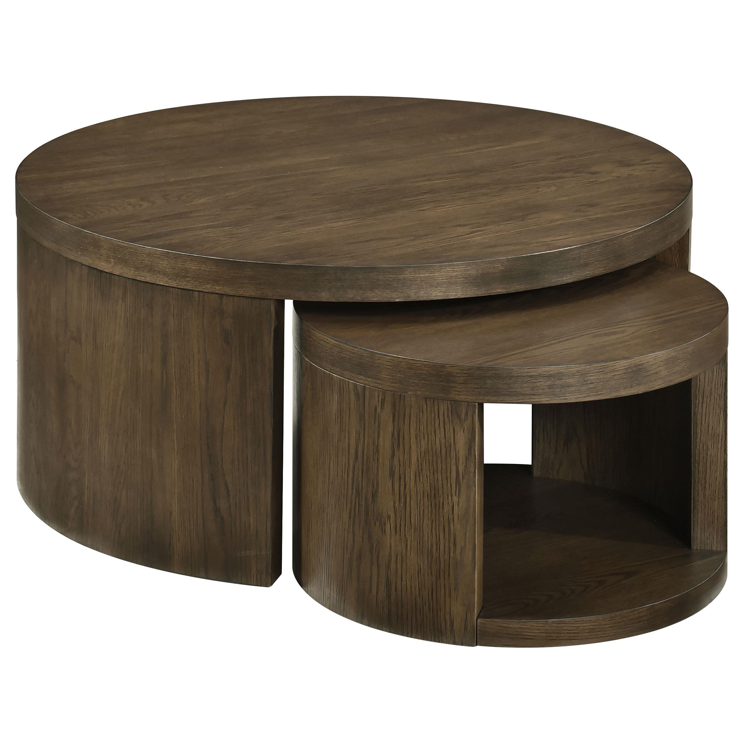  Coaster Furniture Sweeney 722830 2-piece Round Wood Occasional Nesting Table Set - Dark Walnut IMAGE 1