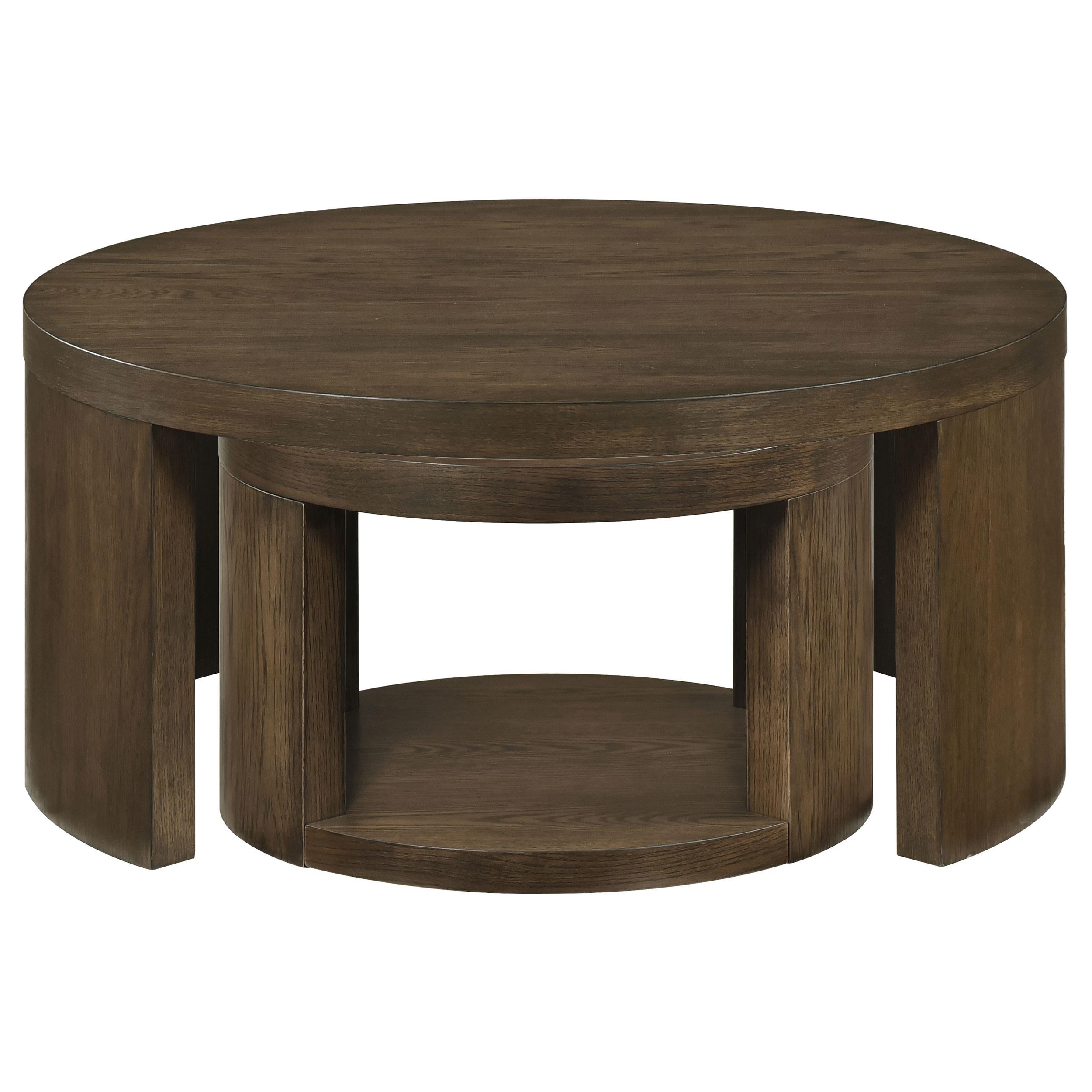  Coaster Furniture Sweeney 722830 2-piece Round Wood Occasional Nesting Table Set - Dark Walnut IMAGE 2