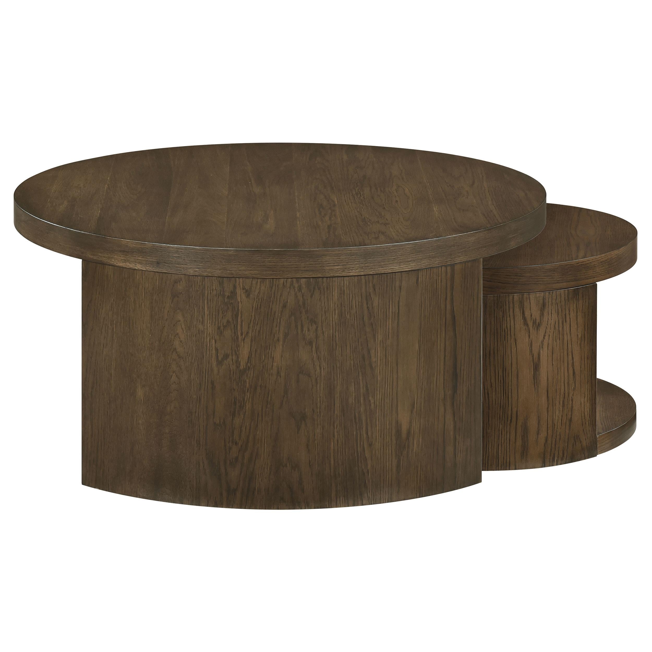  Coaster Furniture Sweeney 722830 2-piece Round Wood Occasional Nesting Table Set - Dark Walnut IMAGE 5