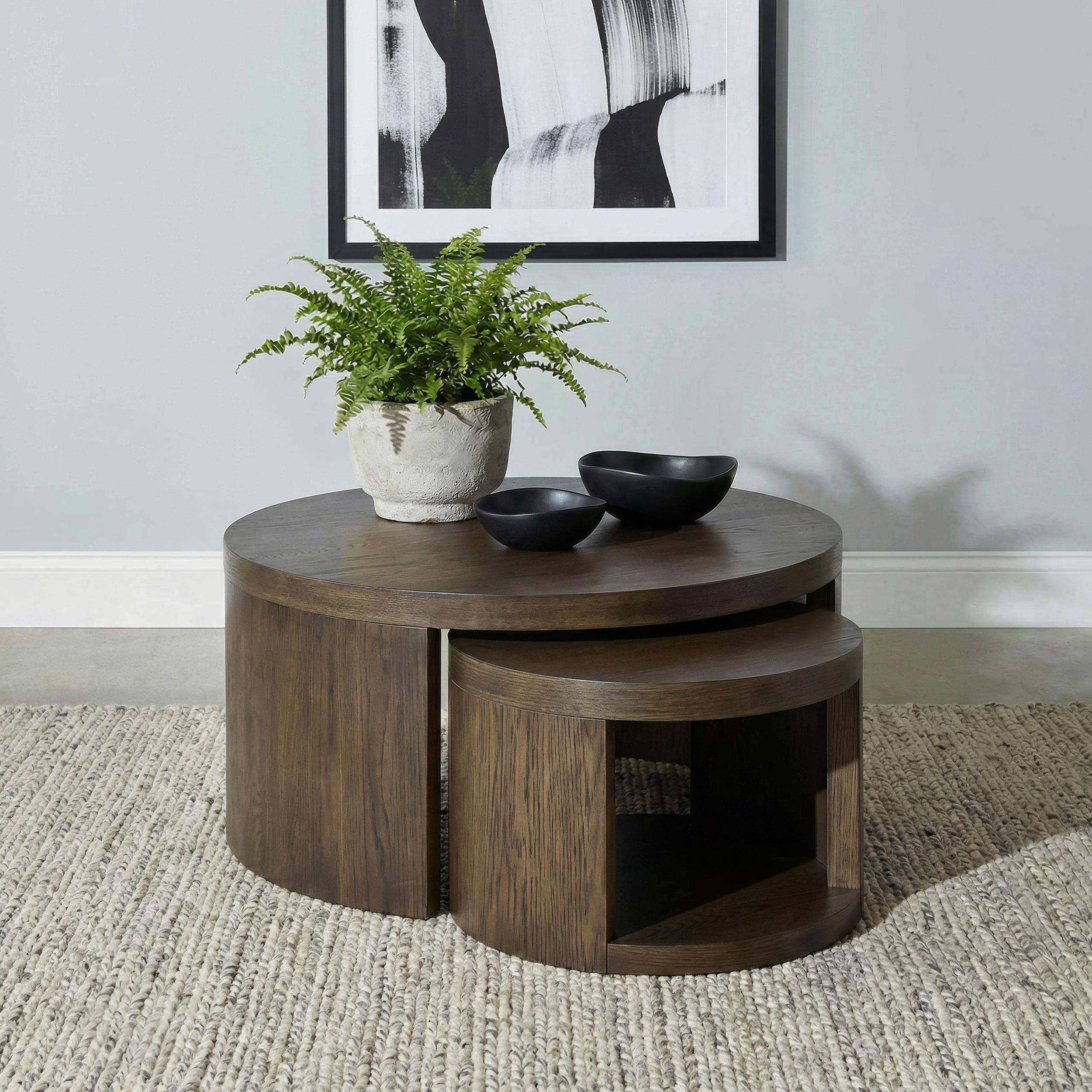  Coaster Furniture Sweeney 722830 2-piece Round Wood Occasional Nesting Table Set - Dark Walnut IMAGE 6