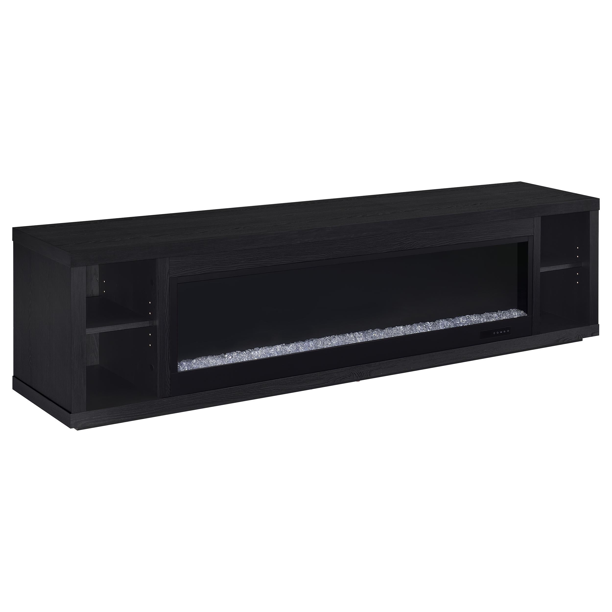  Coaster Furniture Deiter 722833 79-inch TV Stand Fireplace Media Console - Black IMAGE 1
