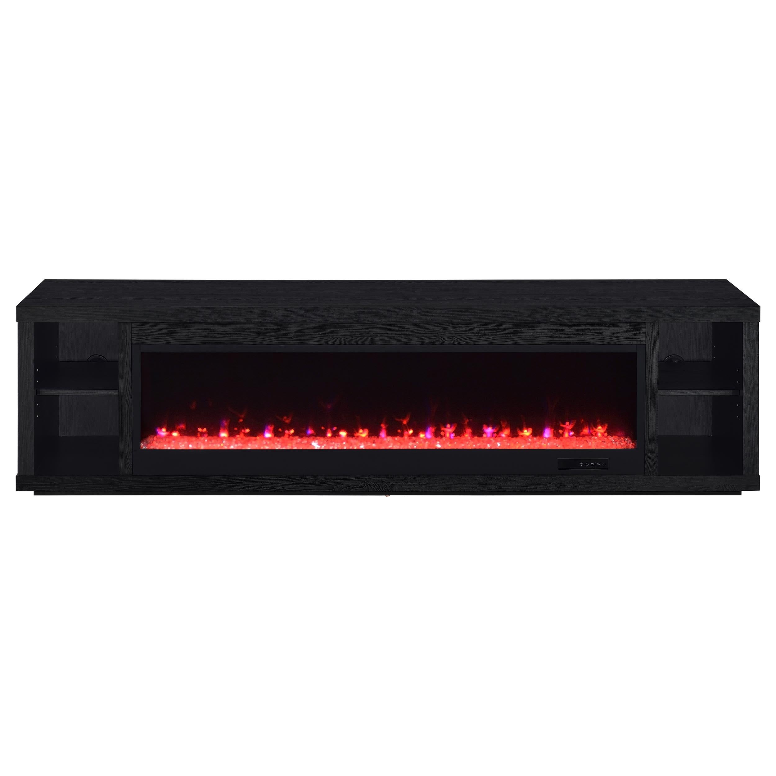 Coaster Furniture Deiter 722833 79-inch TV Stand Fireplace Media Console - Black IMAGE 10