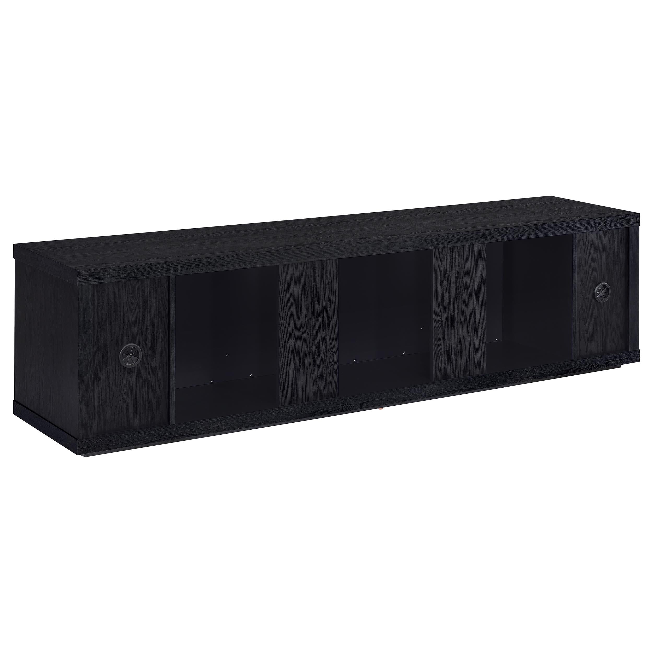  Coaster Furniture Deiter 722833 79-inch TV Stand Fireplace Media Console - Black IMAGE 4