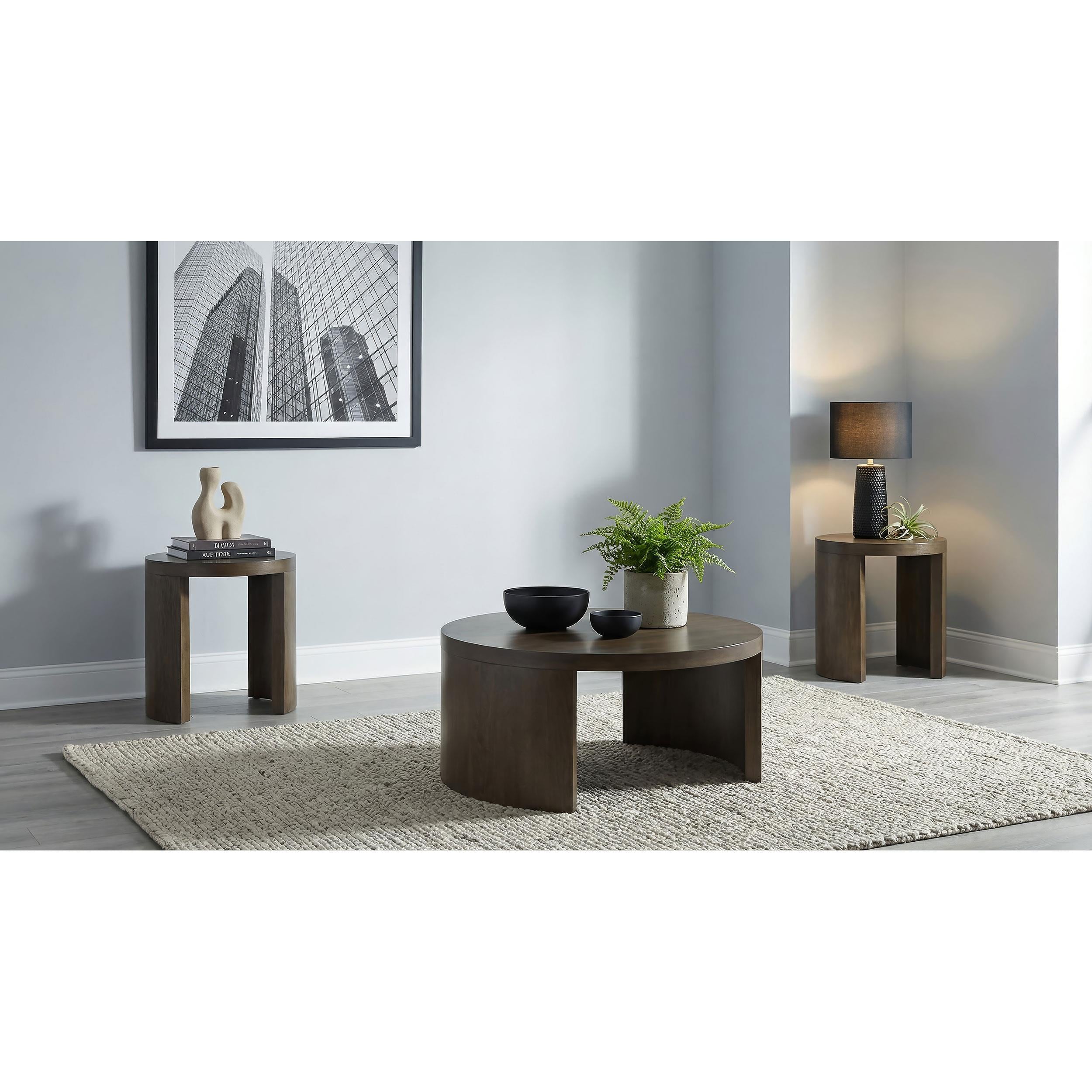  Coaster Furniture Sweeney 722838-S3 3-piece Coffee and End Occasional Table Set - Dark Walnut IMAGE 2