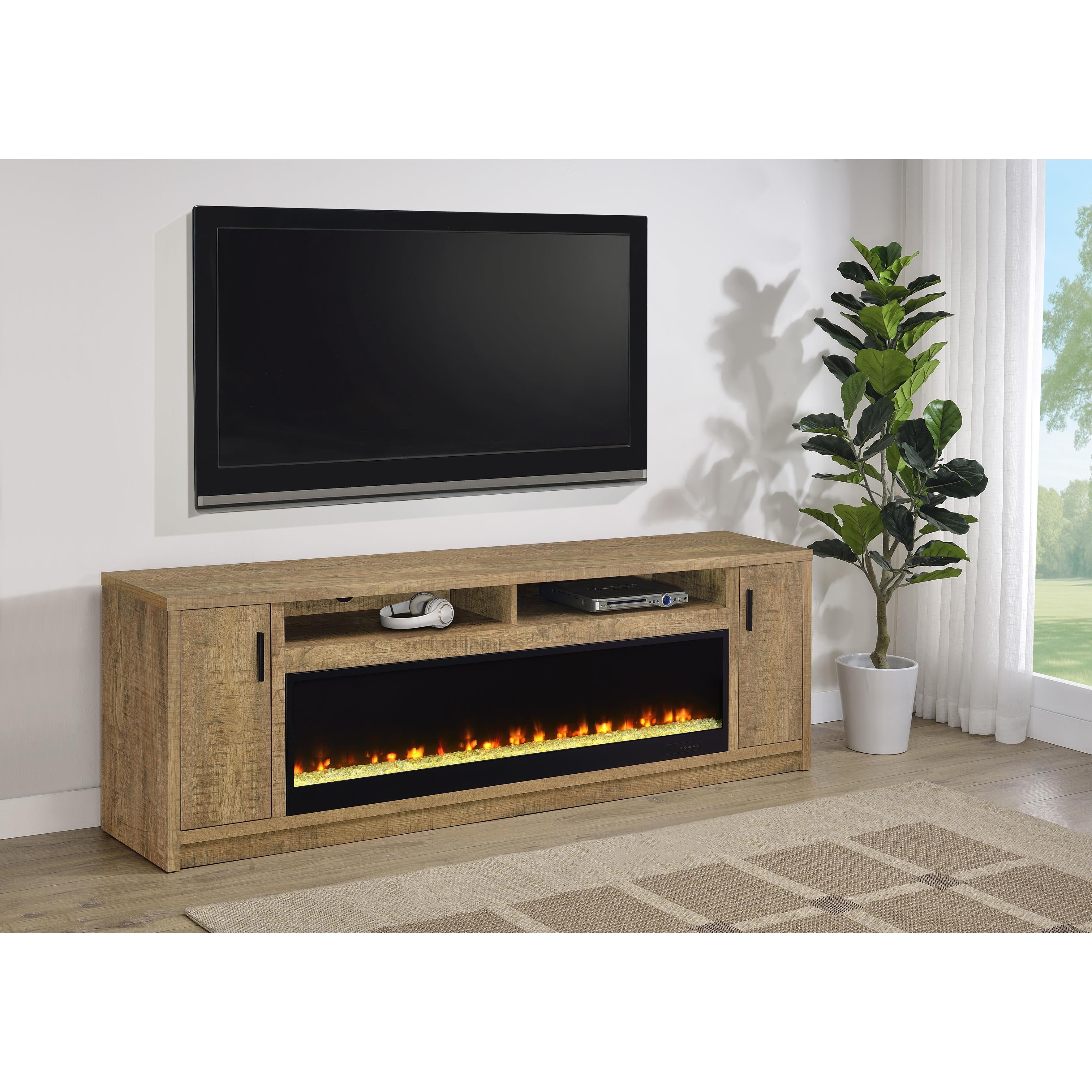  Coaster Furniture Eddy 722843 79-inch 2-door TV Stand Fireplace Media Console - Mango IMAGE 2