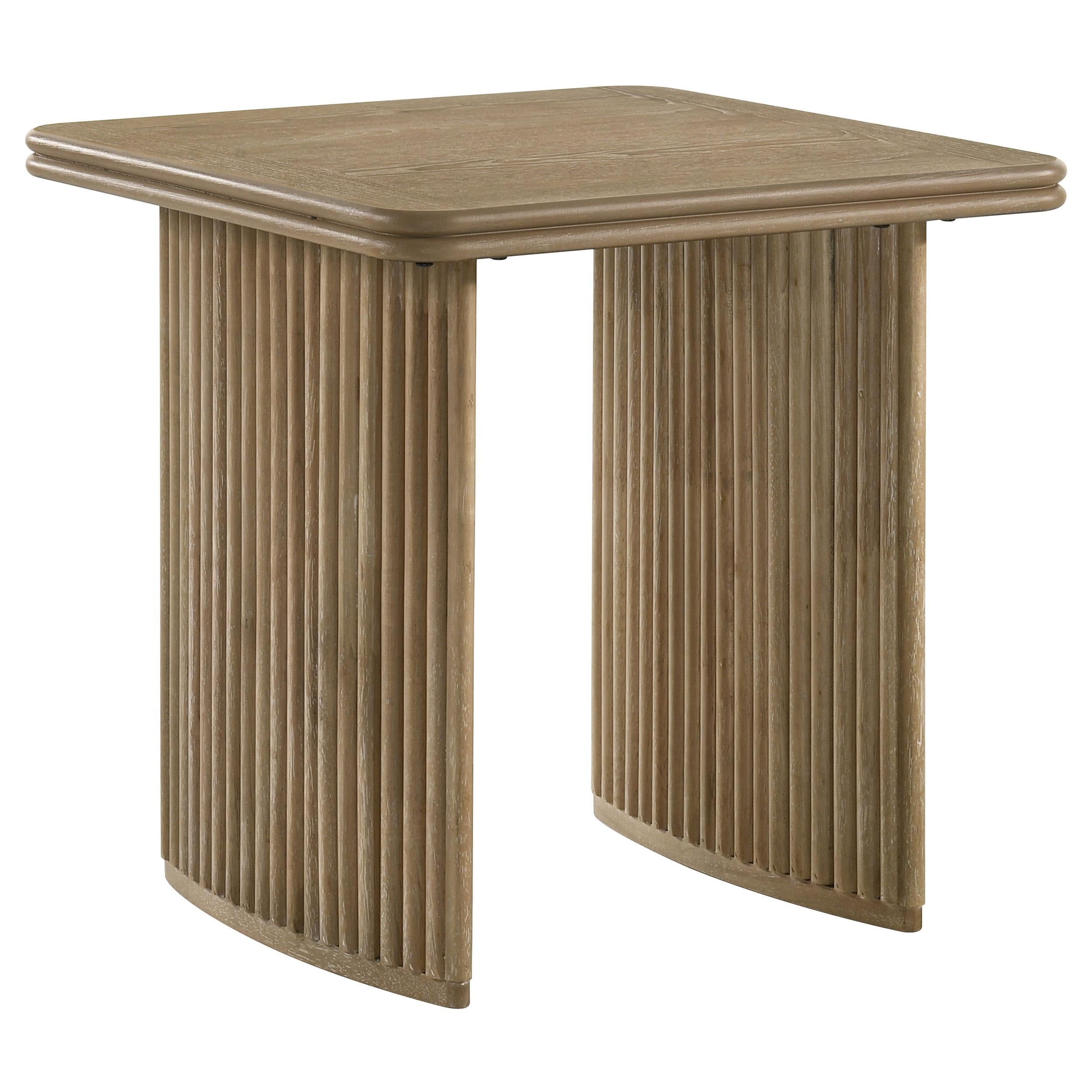  Coaster Furniture Adina 722857 Square Wood End Table - Distressed Light Brown IMAGE 2