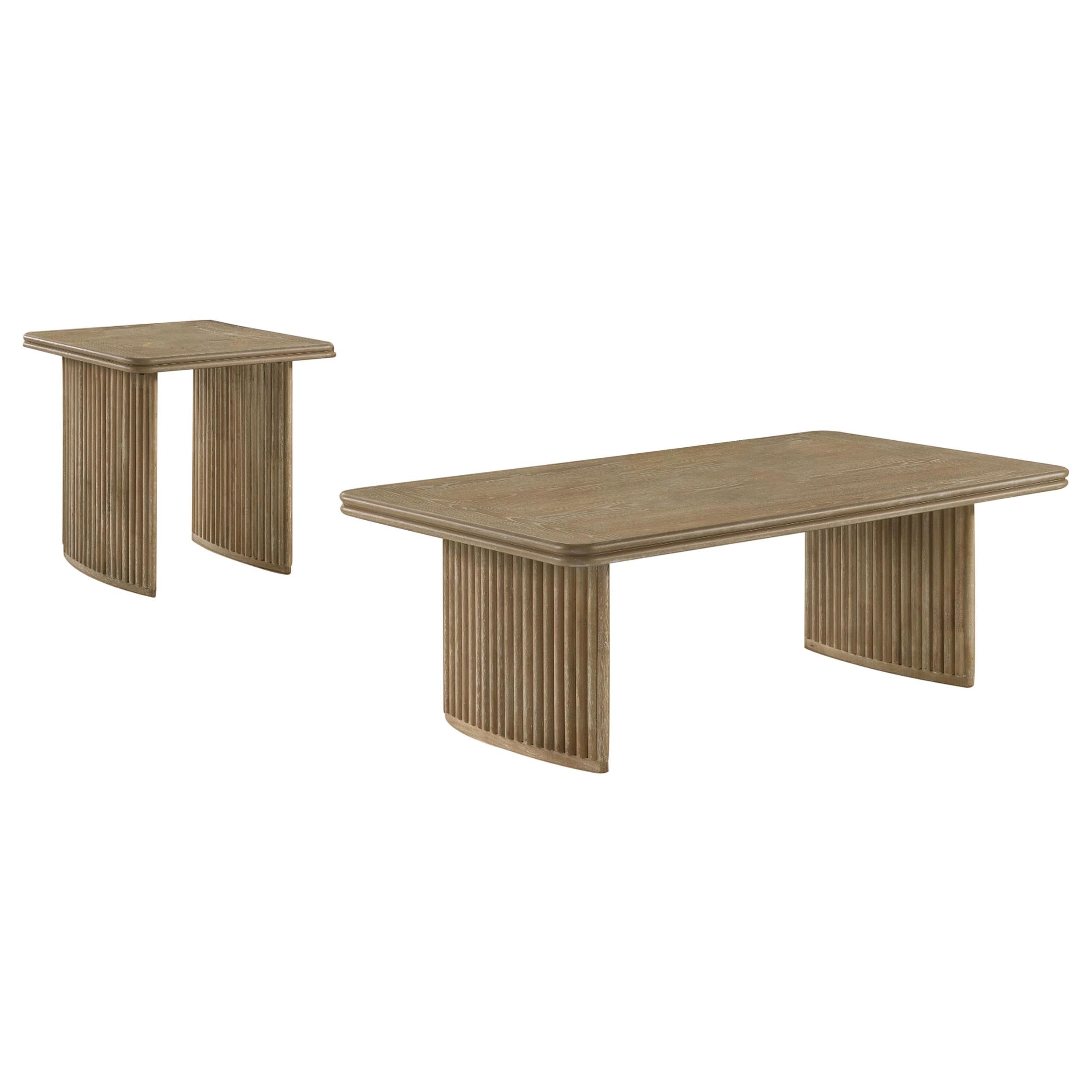  Coaster Furniture Adina 722858-S2 2-piece Wood Coffee Table Set - Distressed Light Brown IMAGE 1