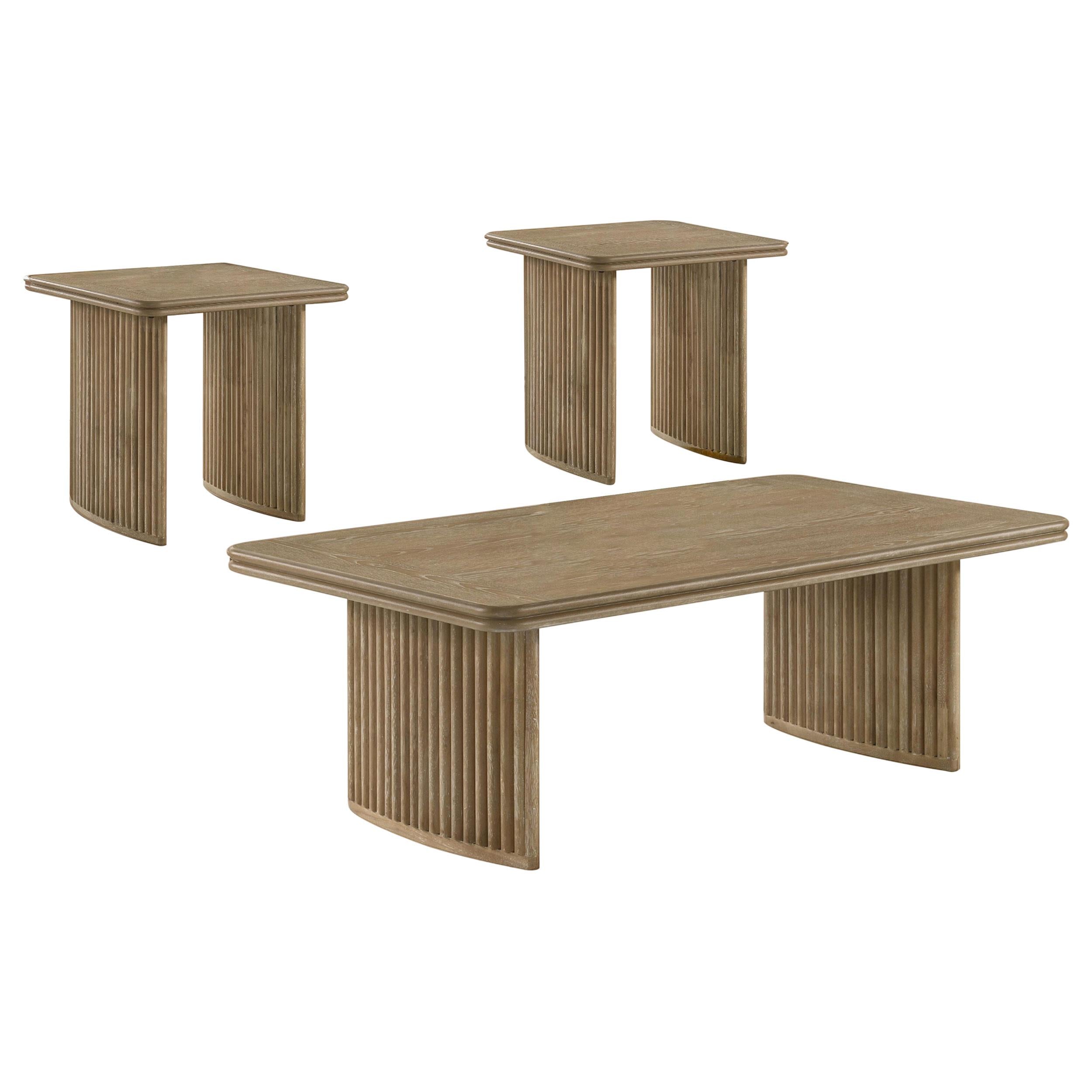  Coaster Furniture Adina 722858-S3 3-piece Wood Coffee Table Set - Distressed Light Brown IMAGE 1