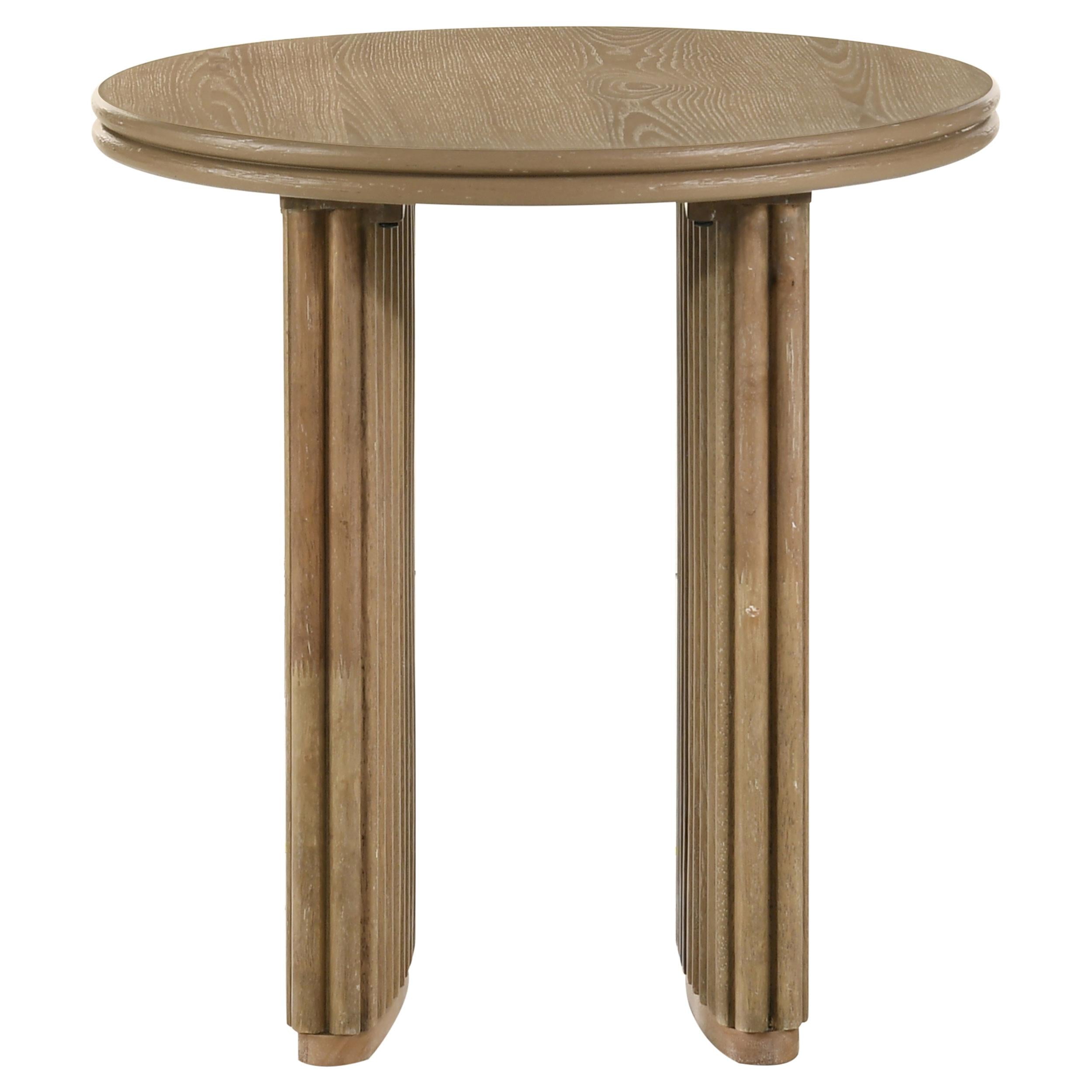  Coaster Furniture Adina 722937 Round Wood End Table - Distressed Light Brown IMAGE 2
