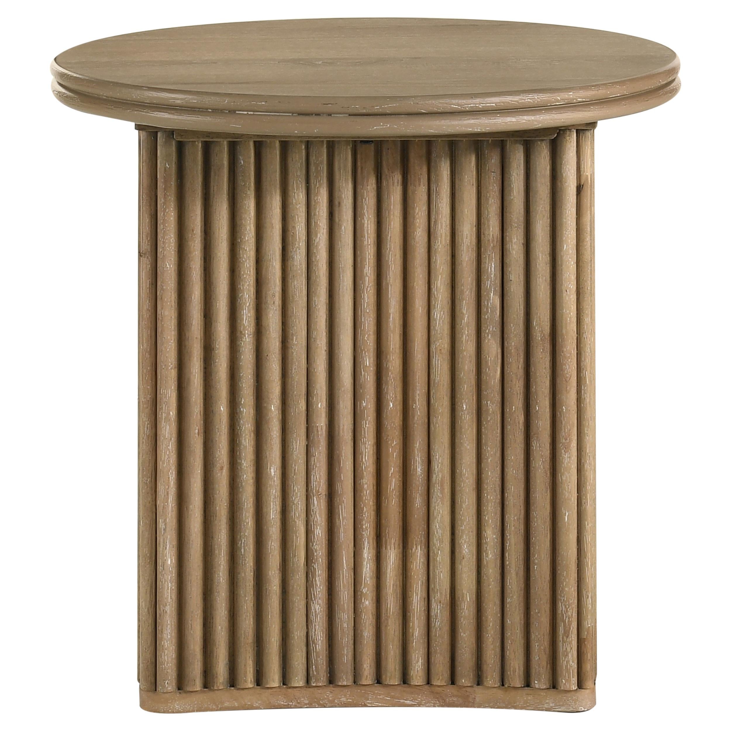  Coaster Furniture Adina 722937 Round Wood End Table - Distressed Light Brown IMAGE 5