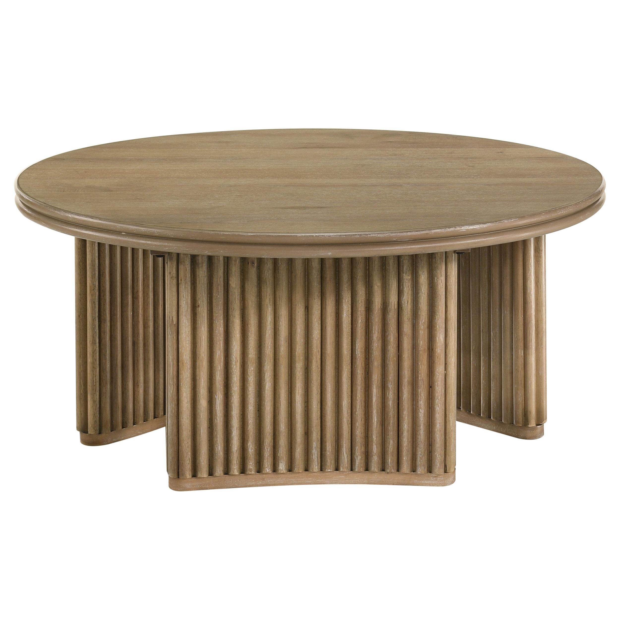  Coaster Furniture Adina 722938 36-inch Round Wood Coffee Table - Distressed Light Brown IMAGE 5