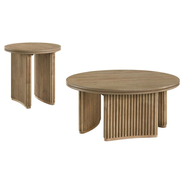 Coaster Furniture Adina 722938-S2 2-piece Round Coffee Table Set - Distressed Light Brown