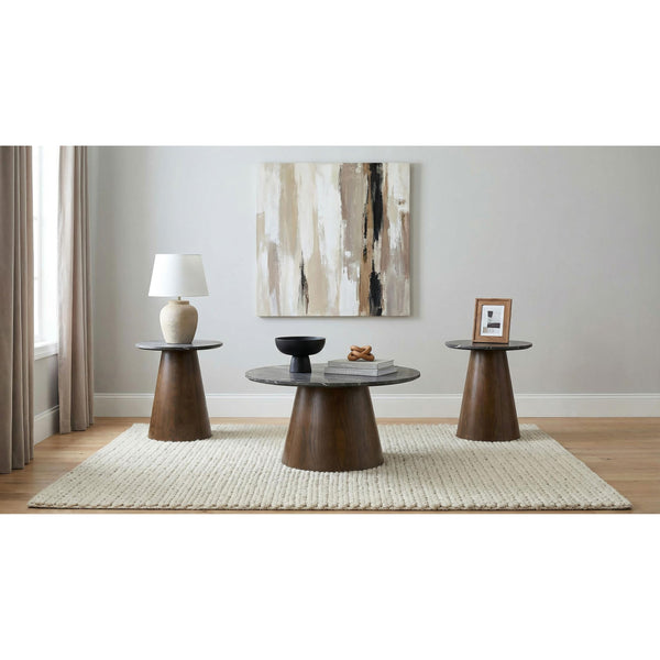 Coaster Furniture Franklin 722978-S3 3-piece Round Pedestal Coffee Table Set - Grey/Dark Brown