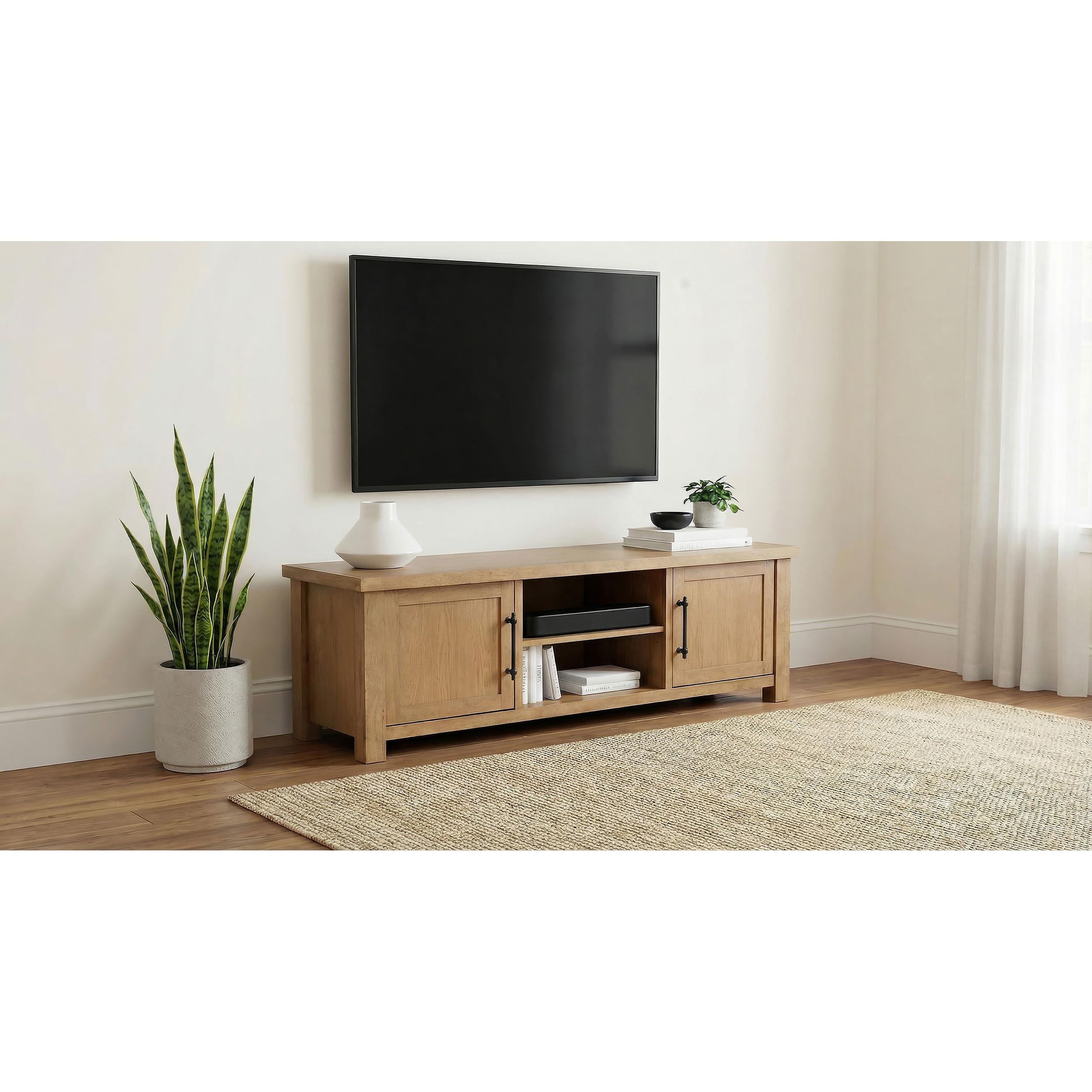  Coaster Furniture Beasley 723323 2-Door 71-Inch Wood TV Stand Media Console - Golden Oak IMAGE 5