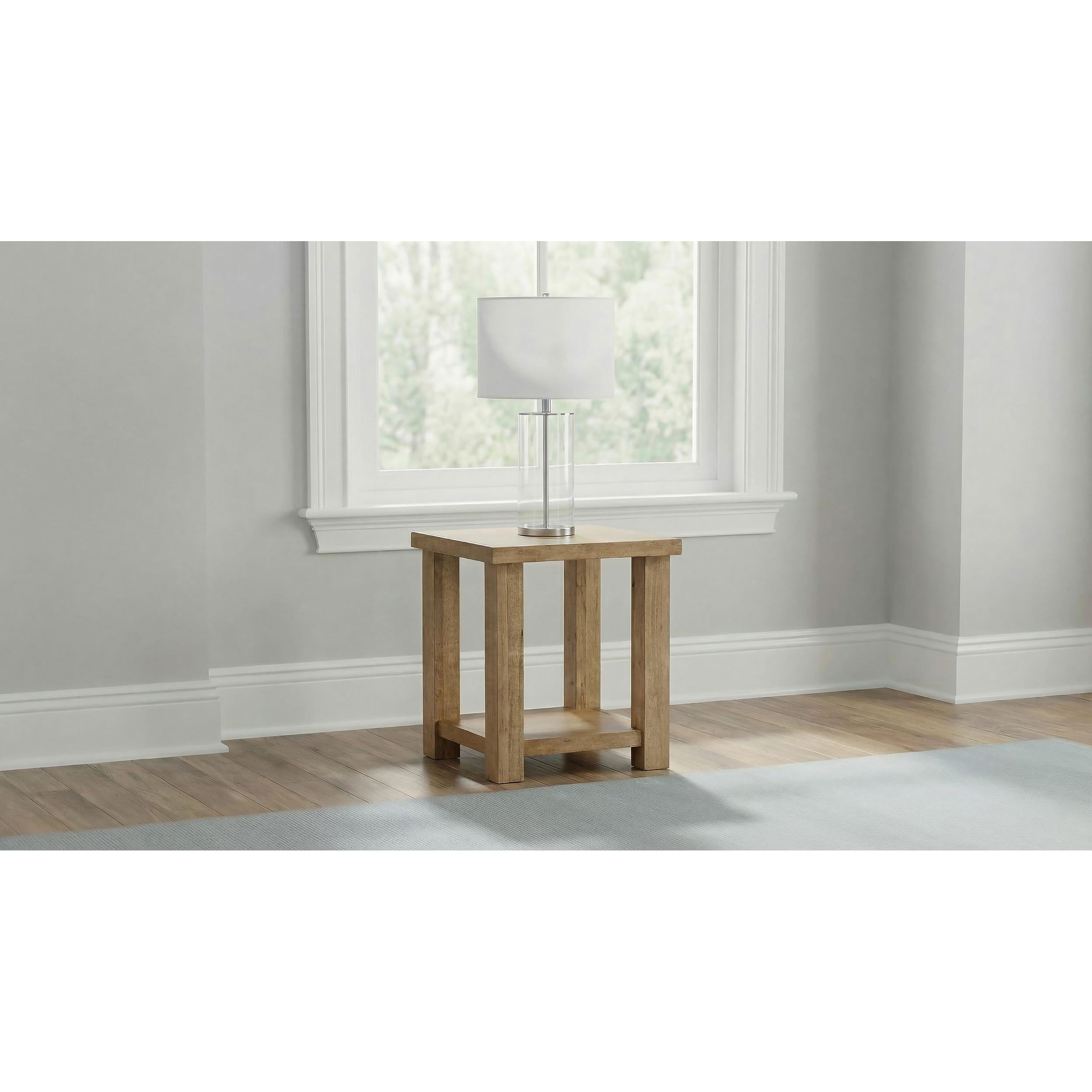  Coaster Furniture Beasley 723327 Square Wood Side Table With Shelf - Golden Oak IMAGE 4