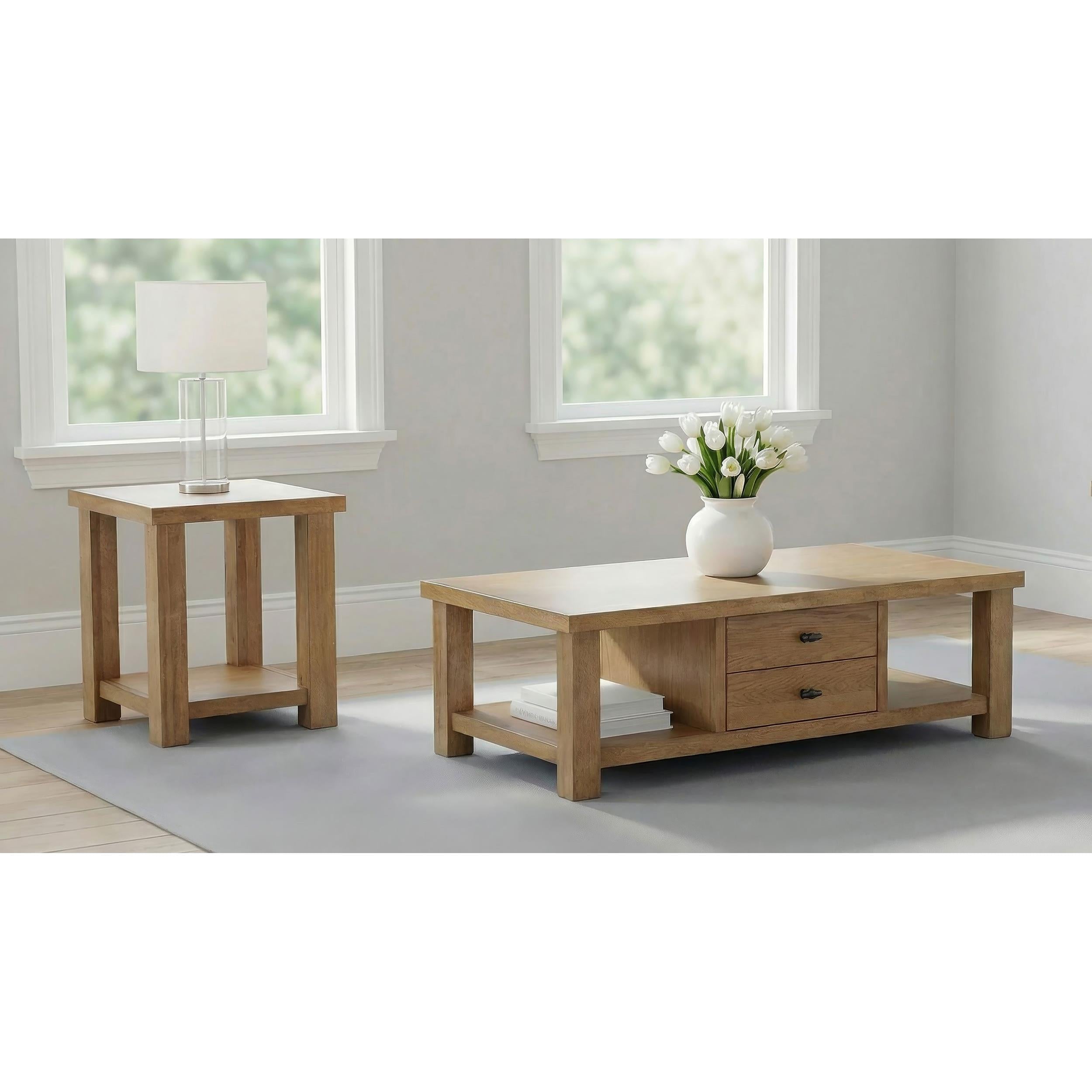  Coaster Furniture Beasley 723327 Square Wood Side Table With Shelf - Golden Oak IMAGE 8