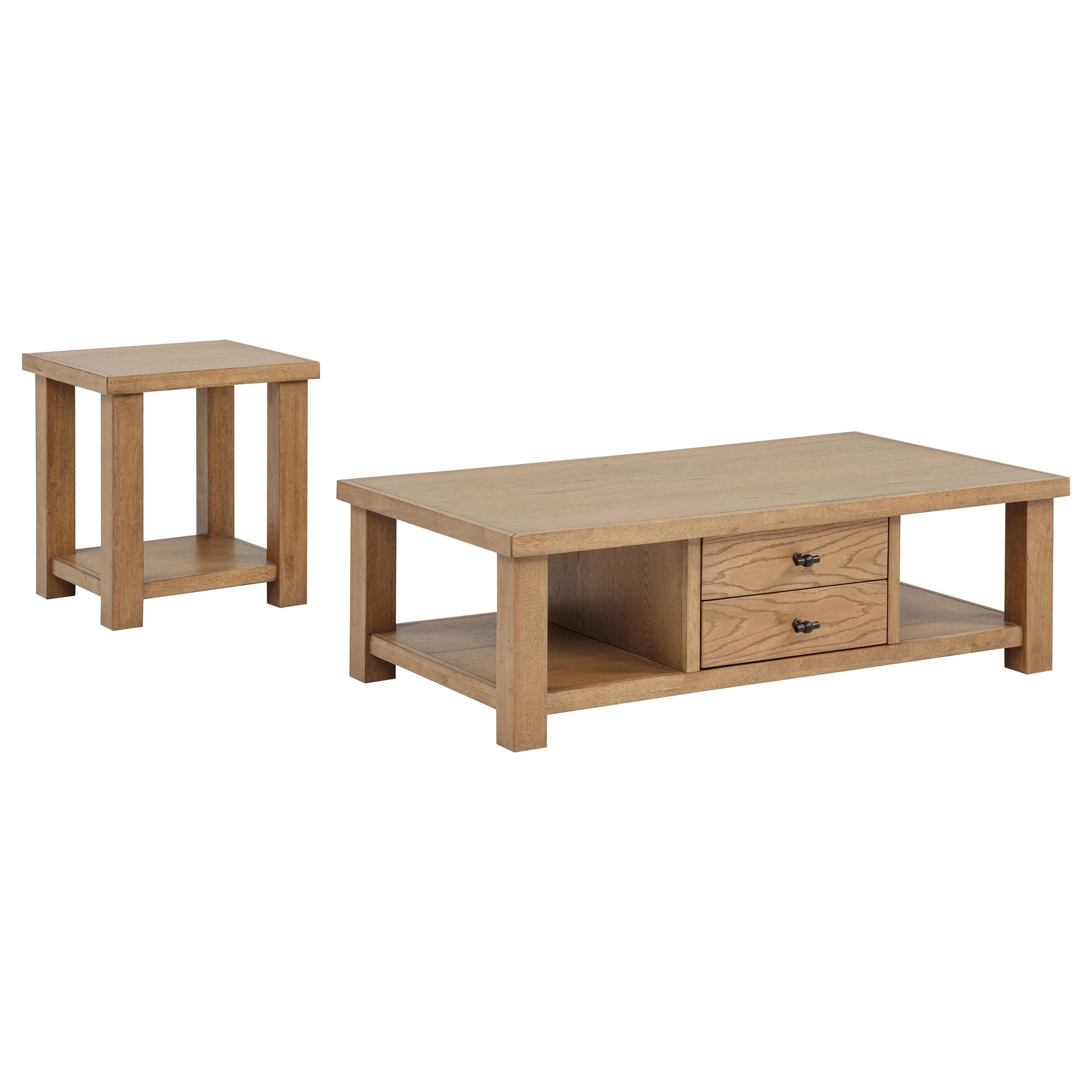  Coaster Furniture Beasley 723328-S2 2-Piece Wood Coffee Table Set - Golden Oak IMAGE 1