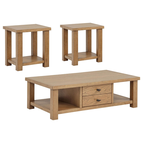 Coaster Furniture Beasley 723328-S3 3-Piece Wood Coffee Table Set - Golden Oak