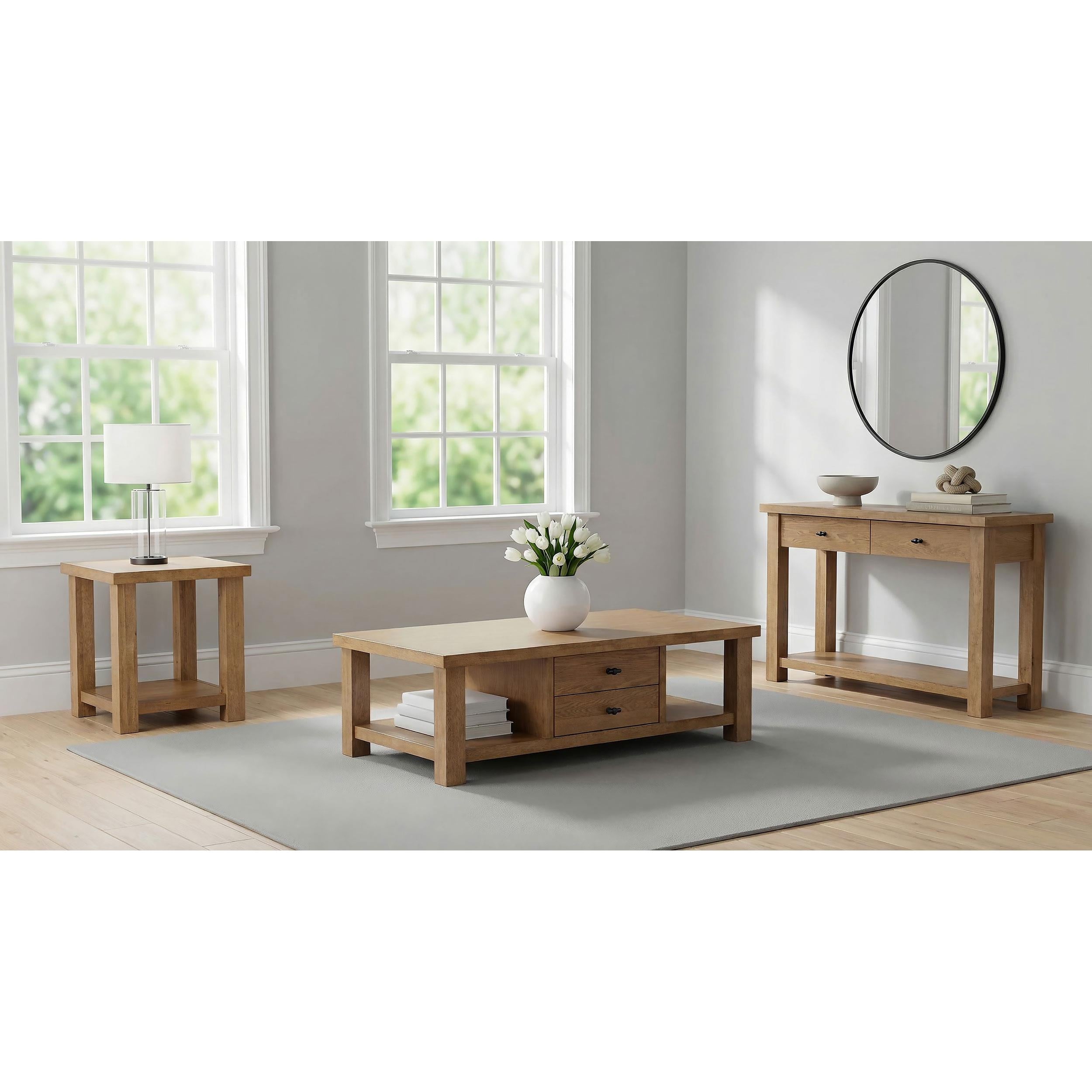  Coaster Furniture Beasley 723329 2-Drawer Wood Console Table - Golden Oak IMAGE 12