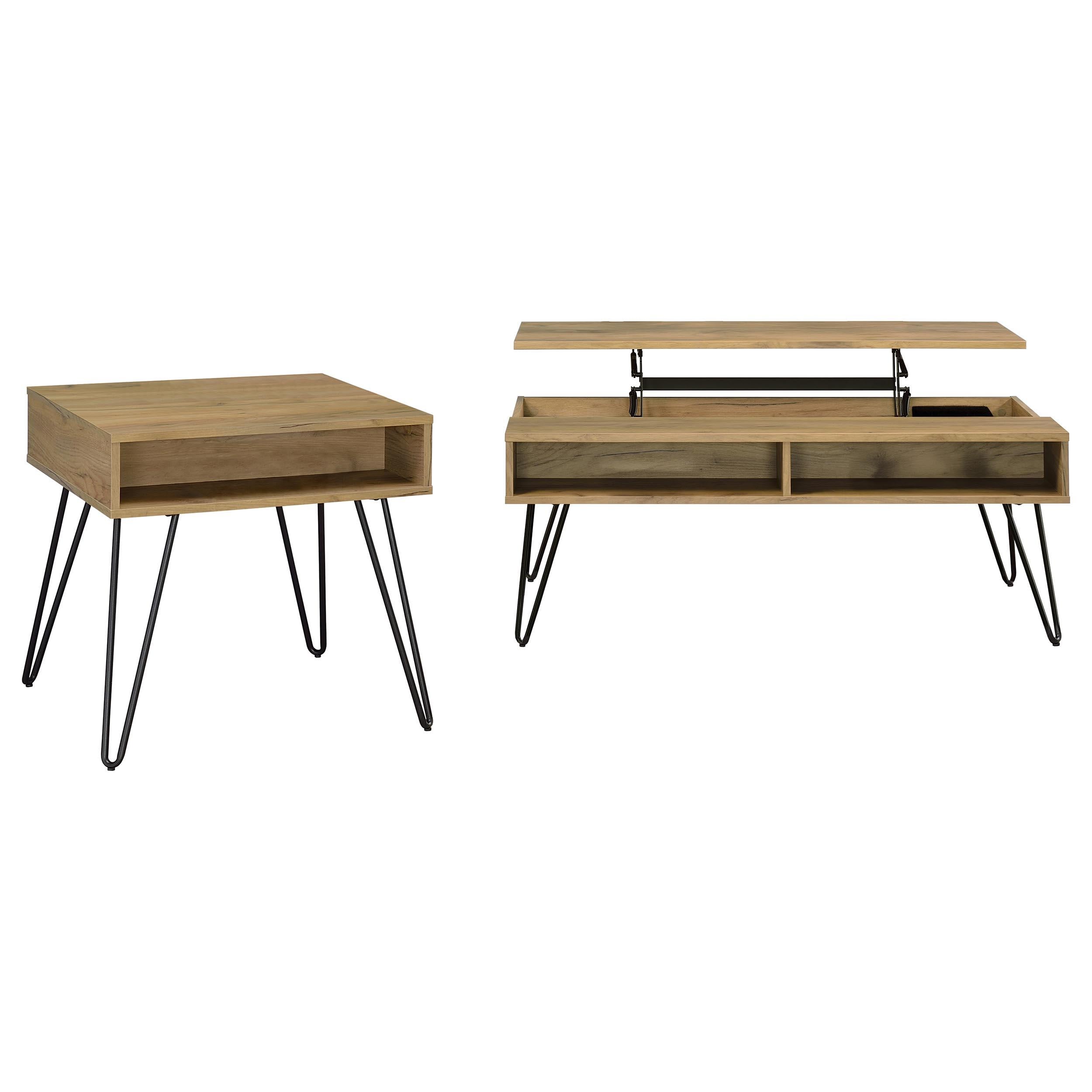  Coaster Furniture Fanning 723368-S2 2-piece Lift Top Coffee and End Table Set - Golden Oak IMAGE 6