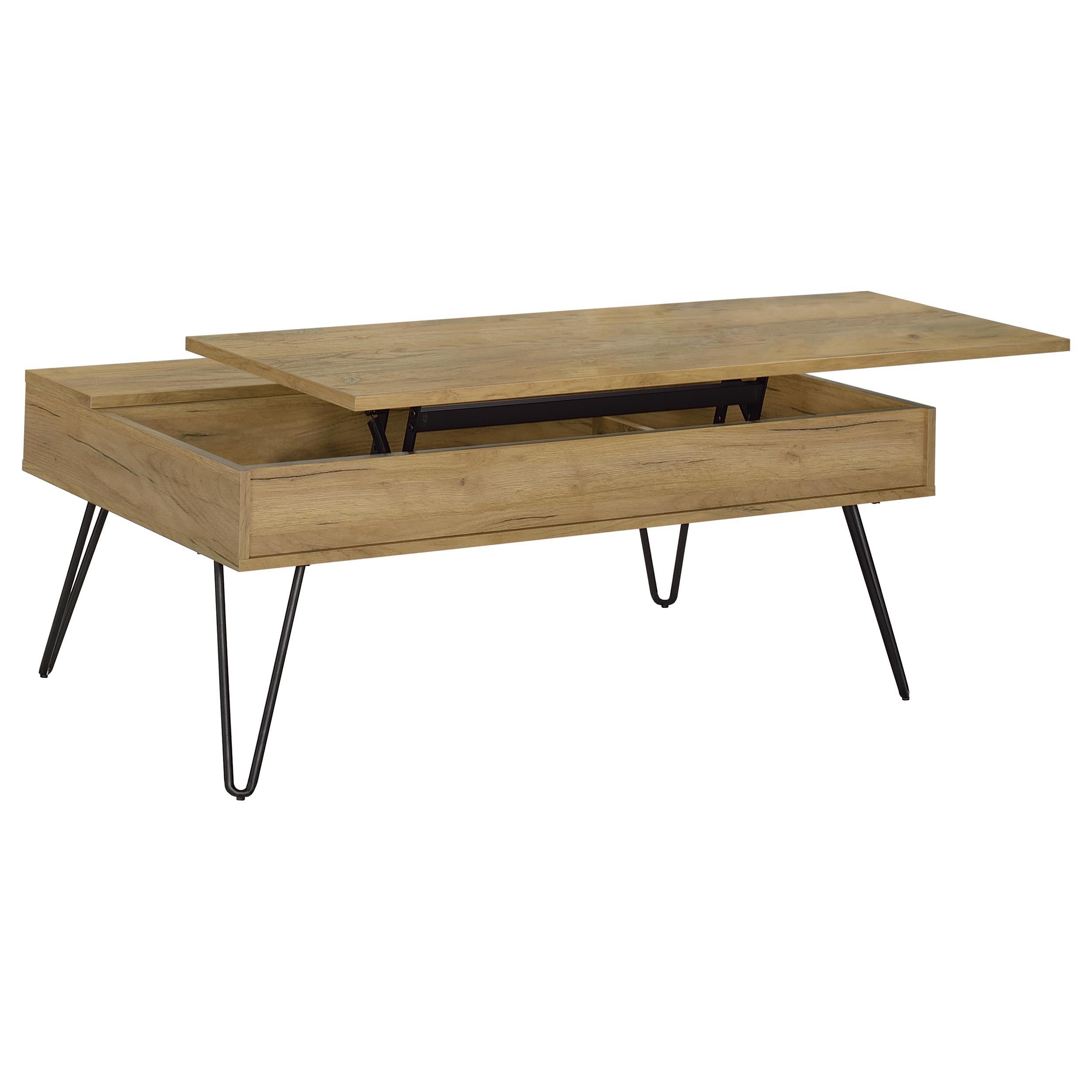  Coaster Furniture Fanning 723368-S3 3-piece Lift Top Coffee and End Table Set - Golden Oak IMAGE 2