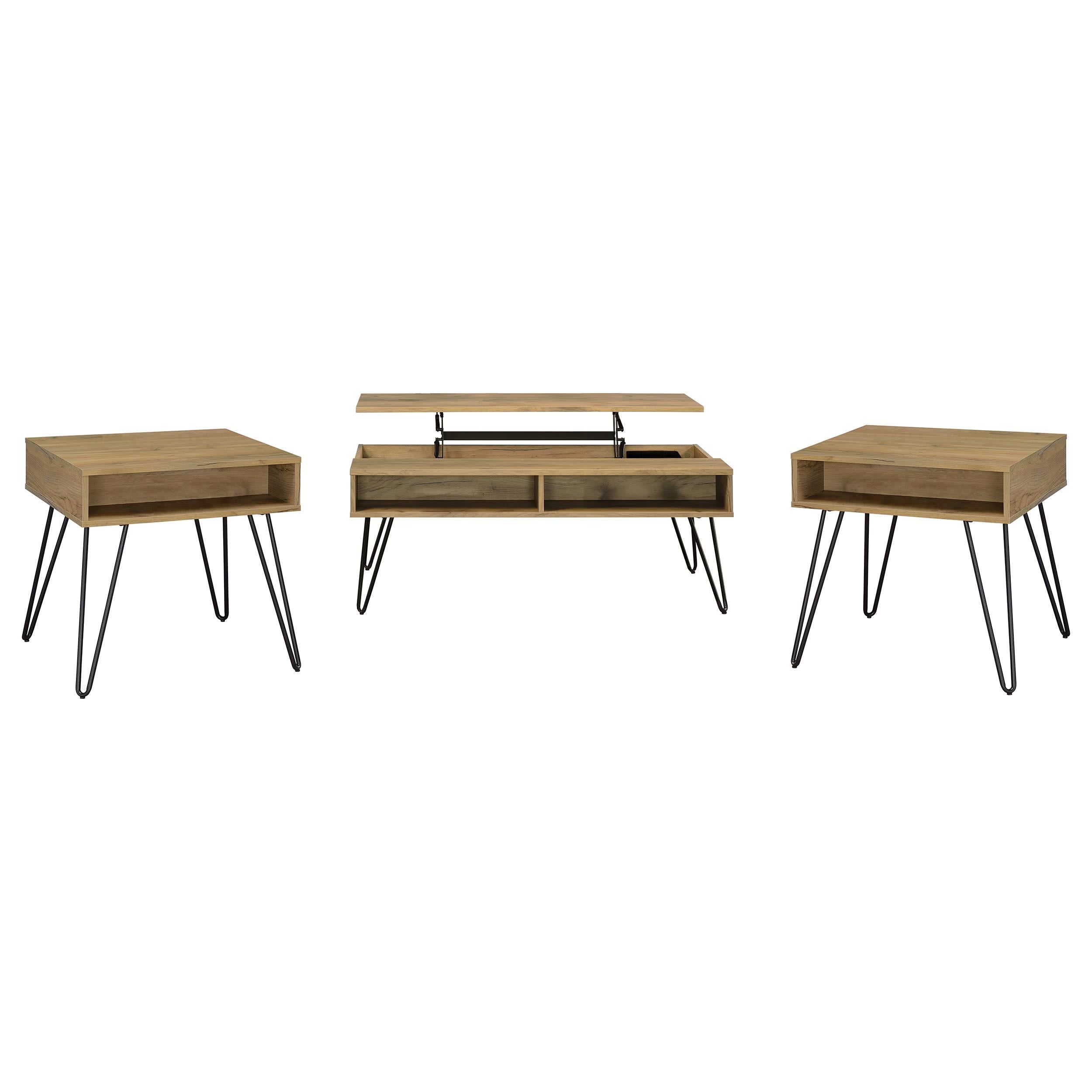 Coaster Furniture Fanning 723368-S3 3-piece Lift Top Coffee and End Table Set - Golden Oak IMAGE 7