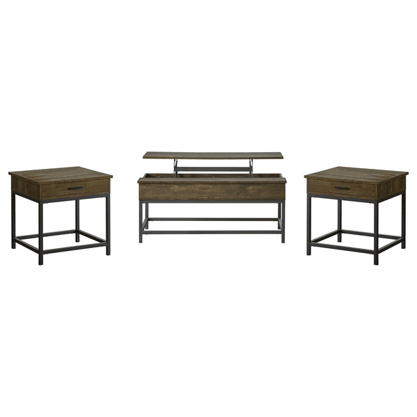 Coaster Furniture Byers 723778-S3 3-piece Lift Top Coffee and End Table Set - Brown Oak