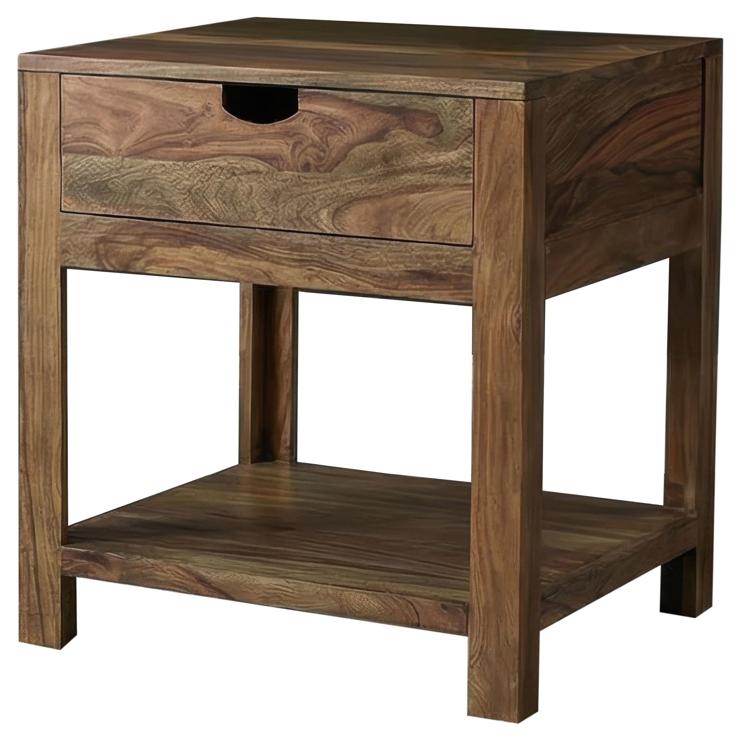  Coaster Furniture Esther 723887 1-drawer Solid Wood End Table - Natural Sheesham IMAGE 1