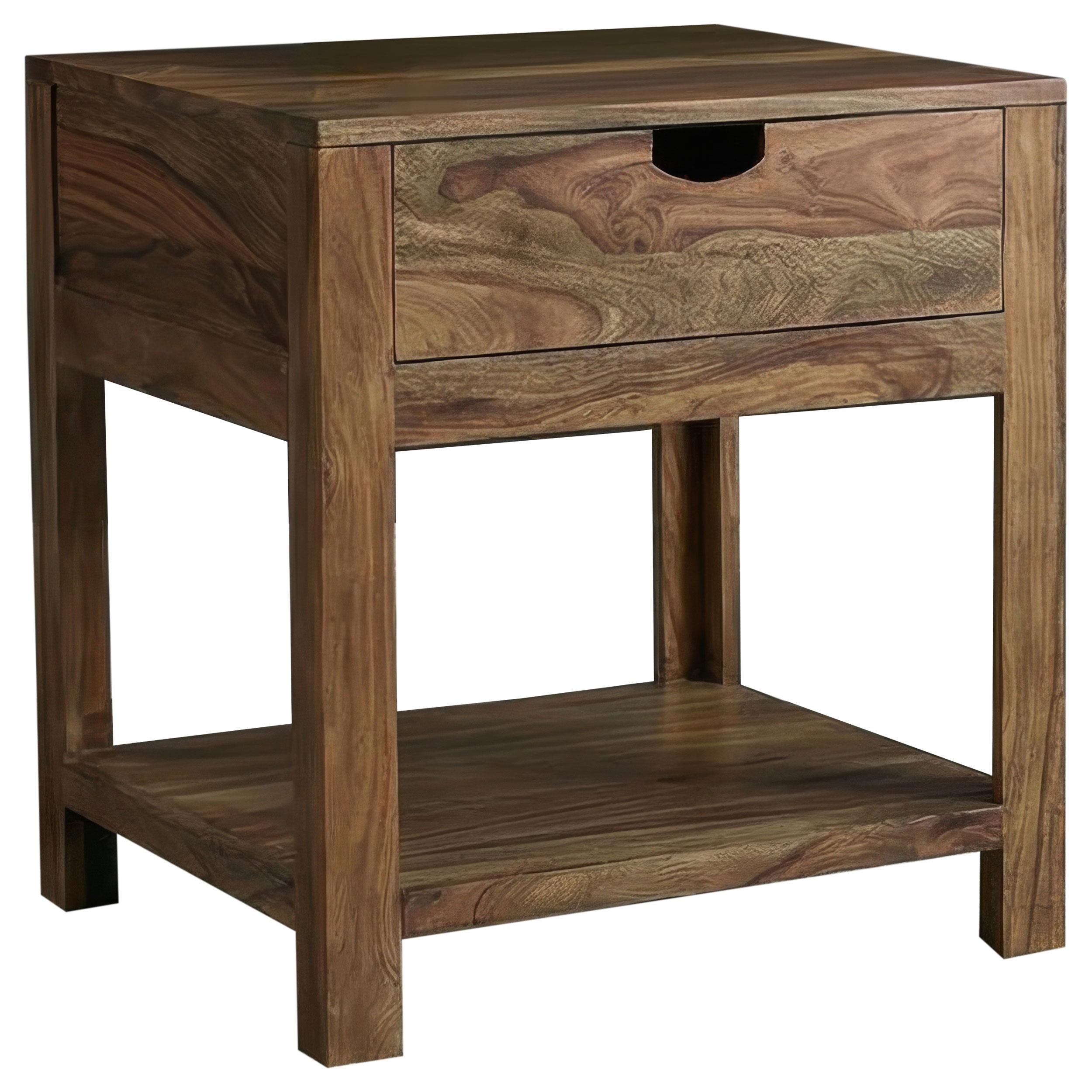  Coaster Furniture Esther 723887 1-drawer Solid Wood End Table - Natural Sheesham IMAGE 3