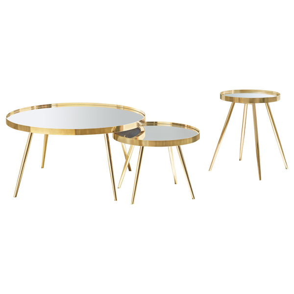 Coaster Furniture Kaelyn 723918-S2 3-piece Round Coffee and End Table Set - Gold