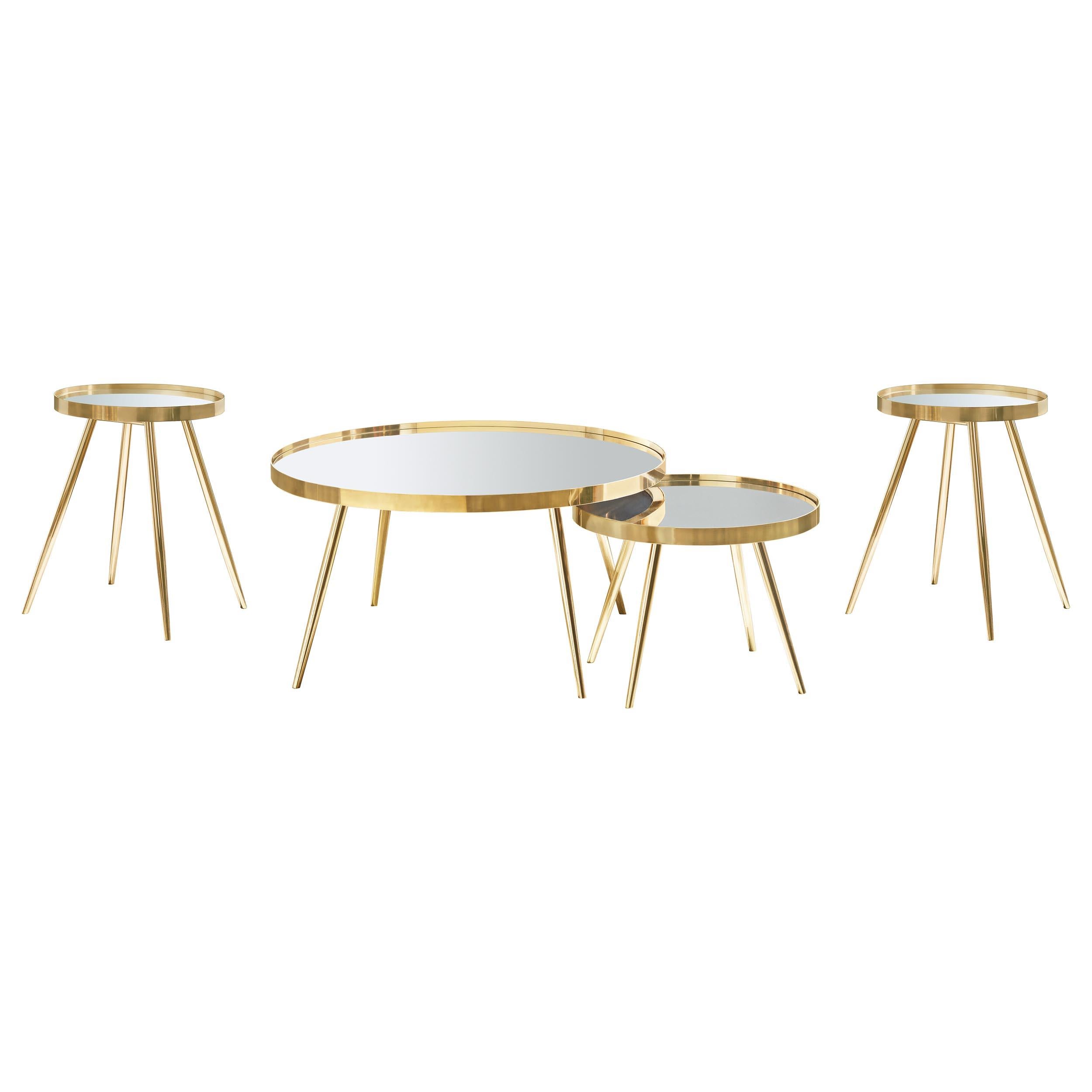  Coaster Furniture Kaelyn 723918-S3 4-piece Round Coffee and End Table Set - Gold IMAGE 1