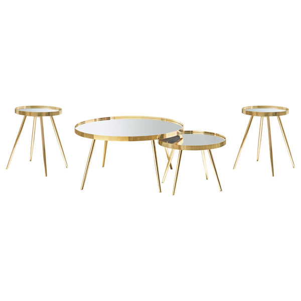Coaster Furniture Kaelyn 723918-S3 4-piece Round Coffee and End Table Set - Gold