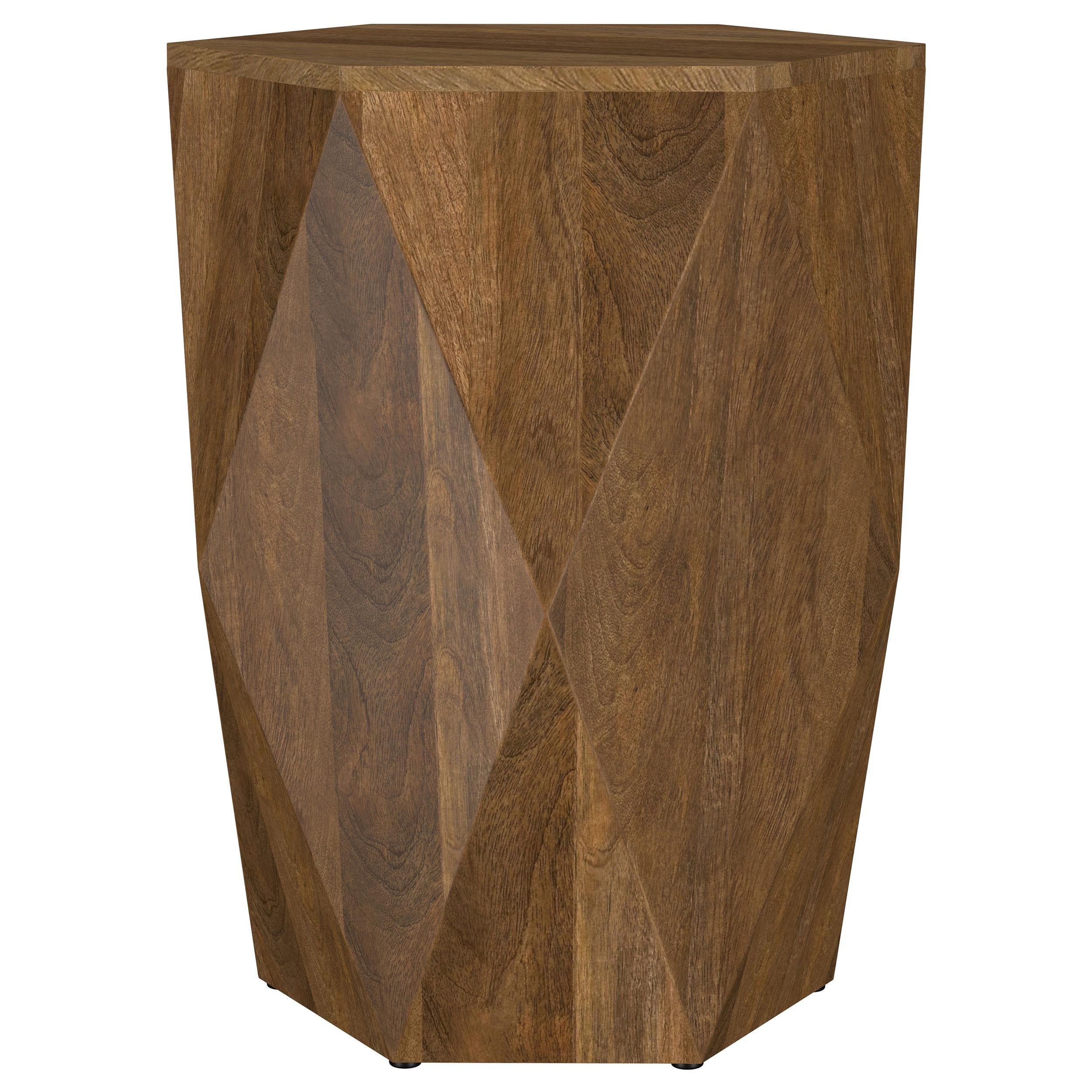  Coaster Furniture Zalika 724187 Hexagonal Solid Mango Wood End Table - Natural IMAGE 3