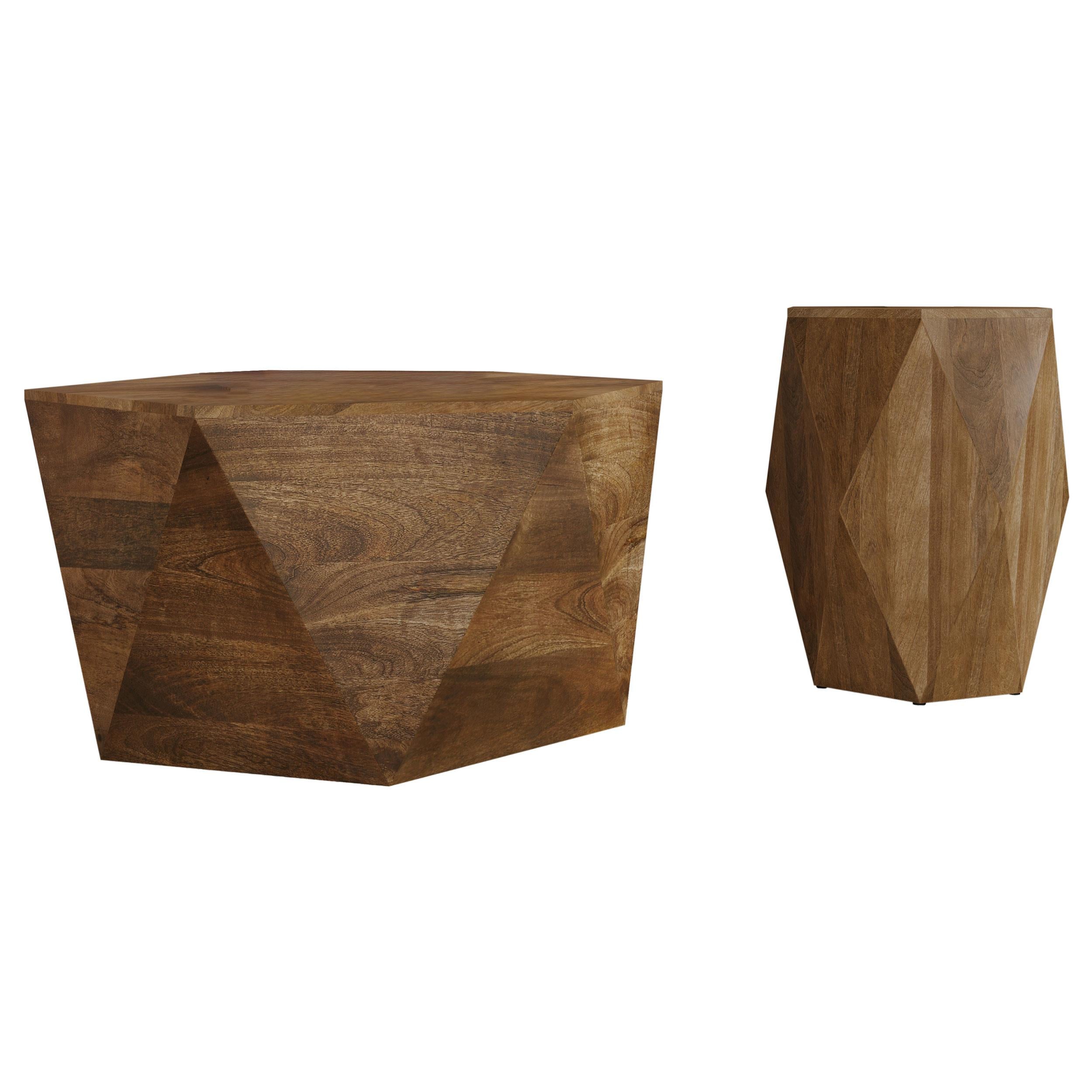  Coaster Furniture Zalika 724188-S2 2-piece Solid Wood Coffee and End Table Set - Natural IMAGE 1